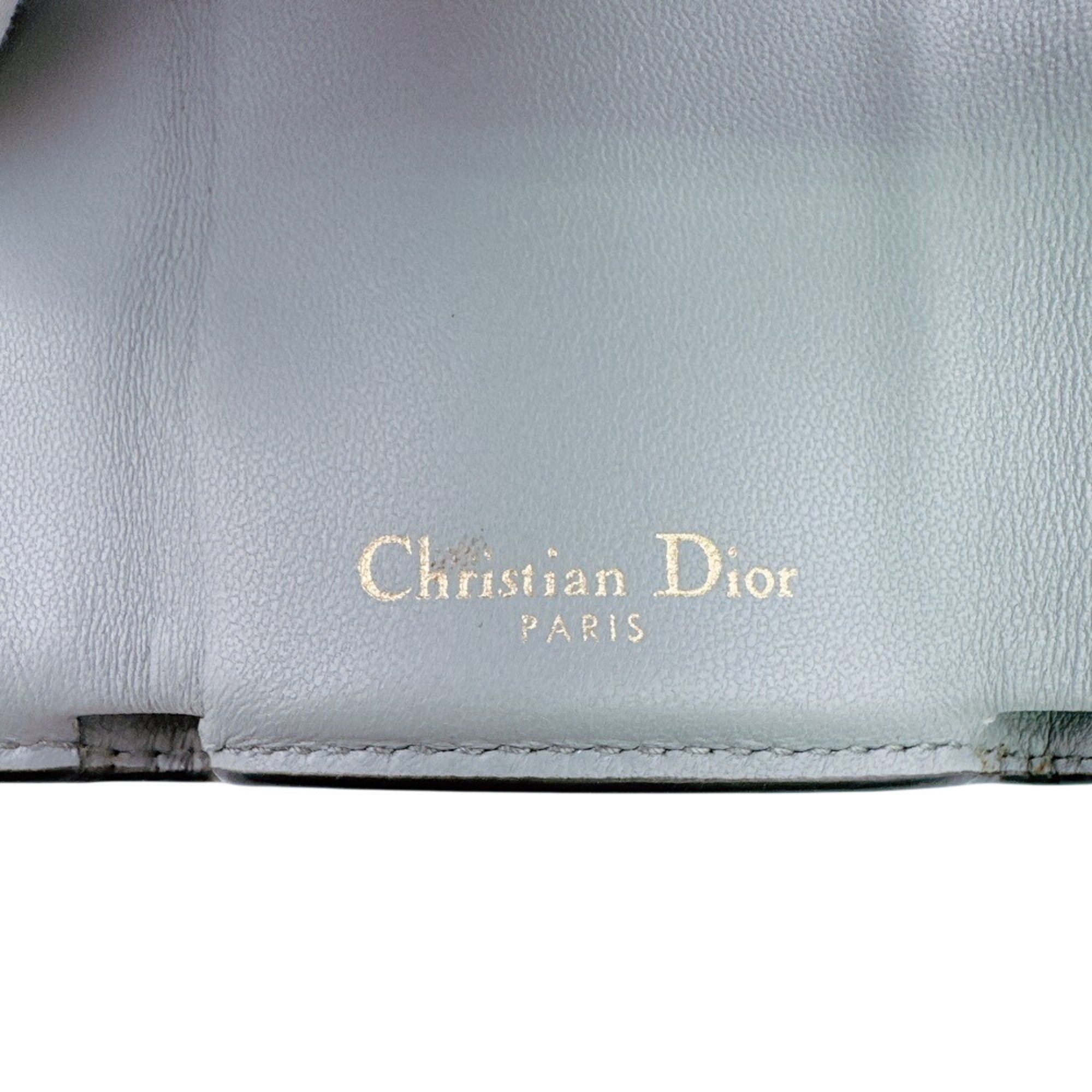 Christian Dior Gray Leather Wallet (Tri-Fold) (Pre-Owned)