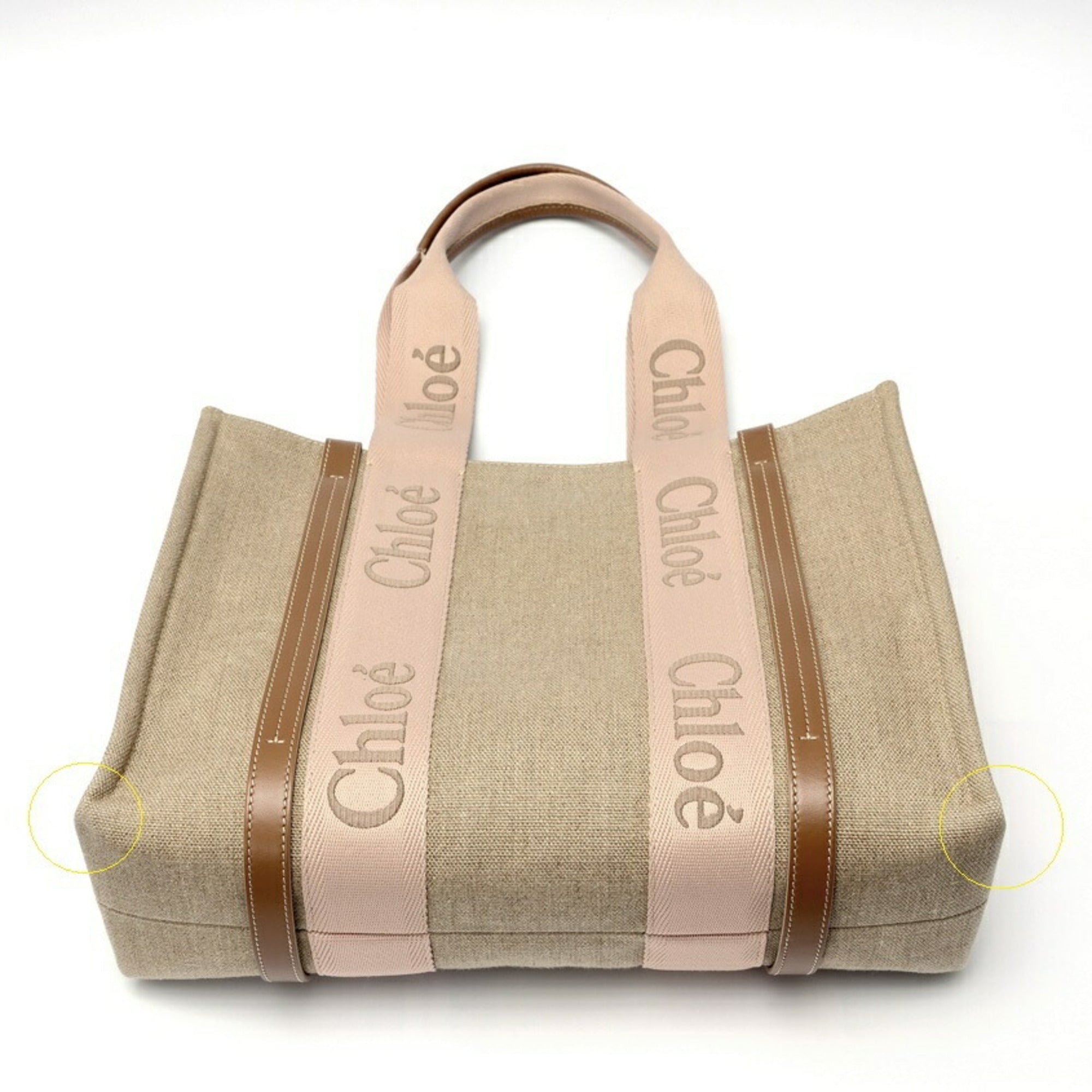 Chloé Beige Canvas Leather Tote Bag (Pre-Owned)