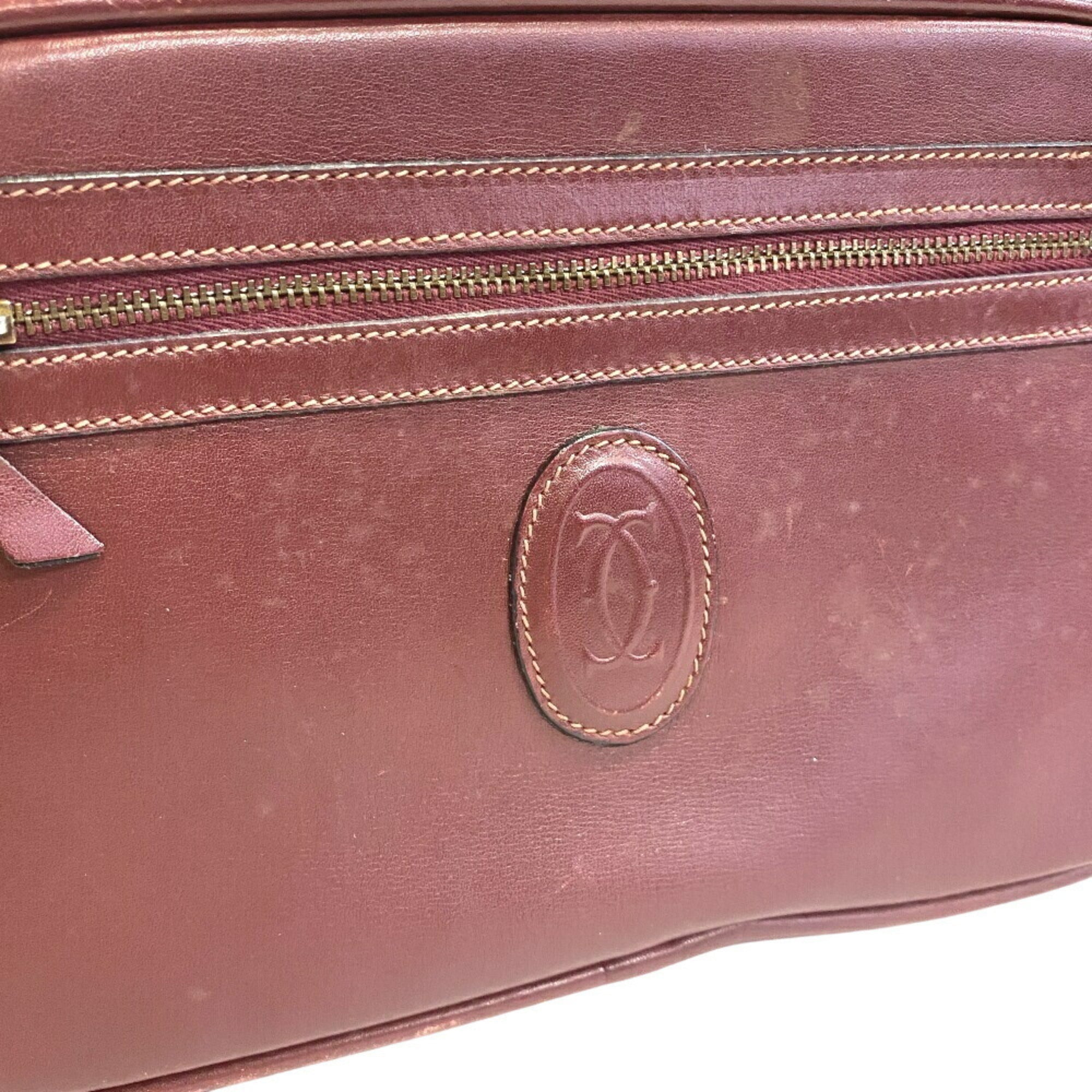 Cartier Bordeaux Red Color Leather Shoulder Bag (Pre-Owned)