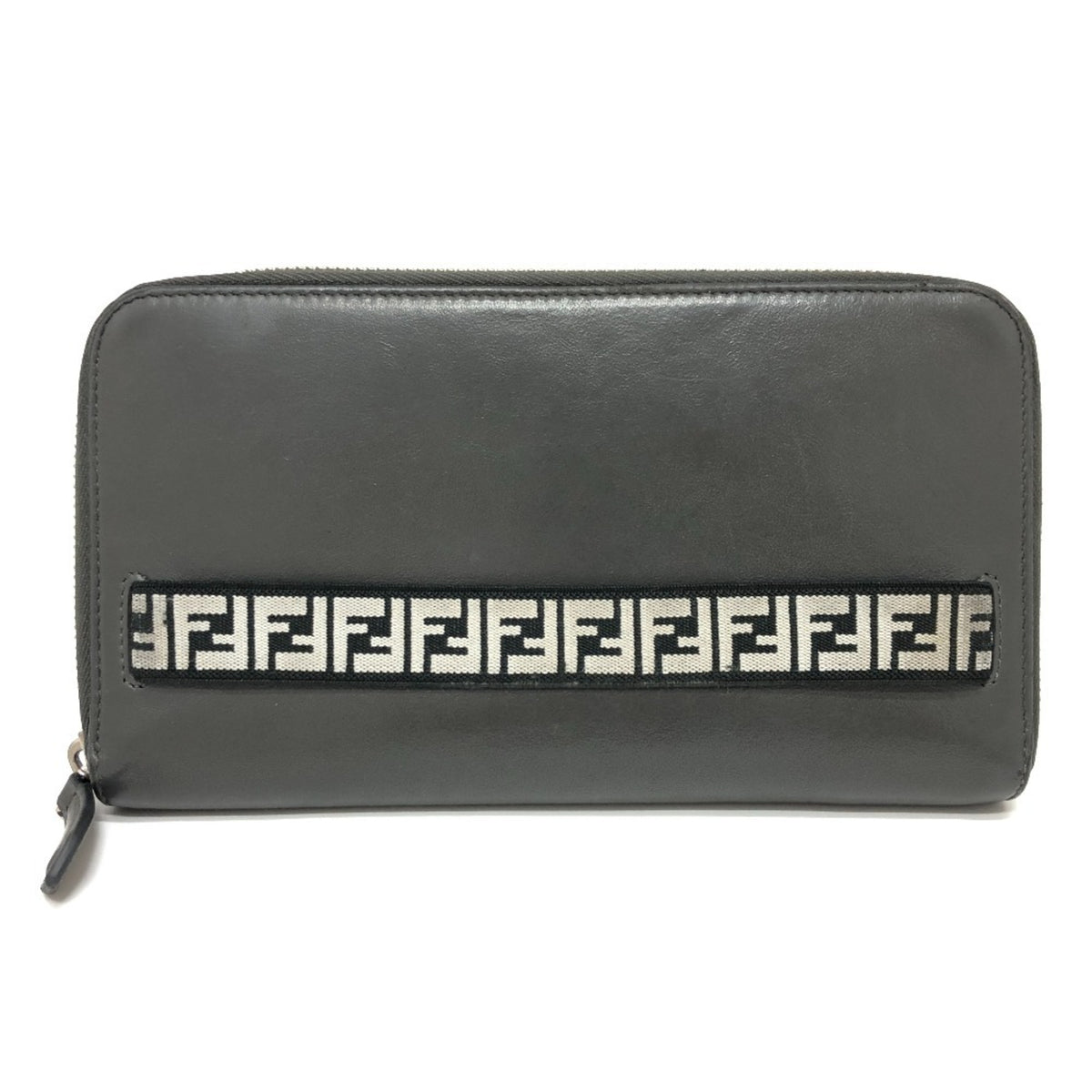 Fendi Gray Leather Long Wallet (Bi-Fold) (Pre-Owned)