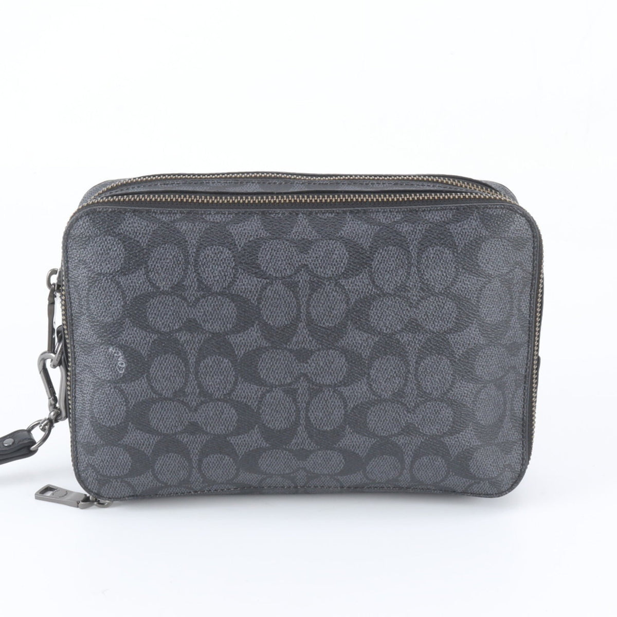 Coach Black Leather Coated Canvas Clutch Bag Pouch (Pre-Owned)
