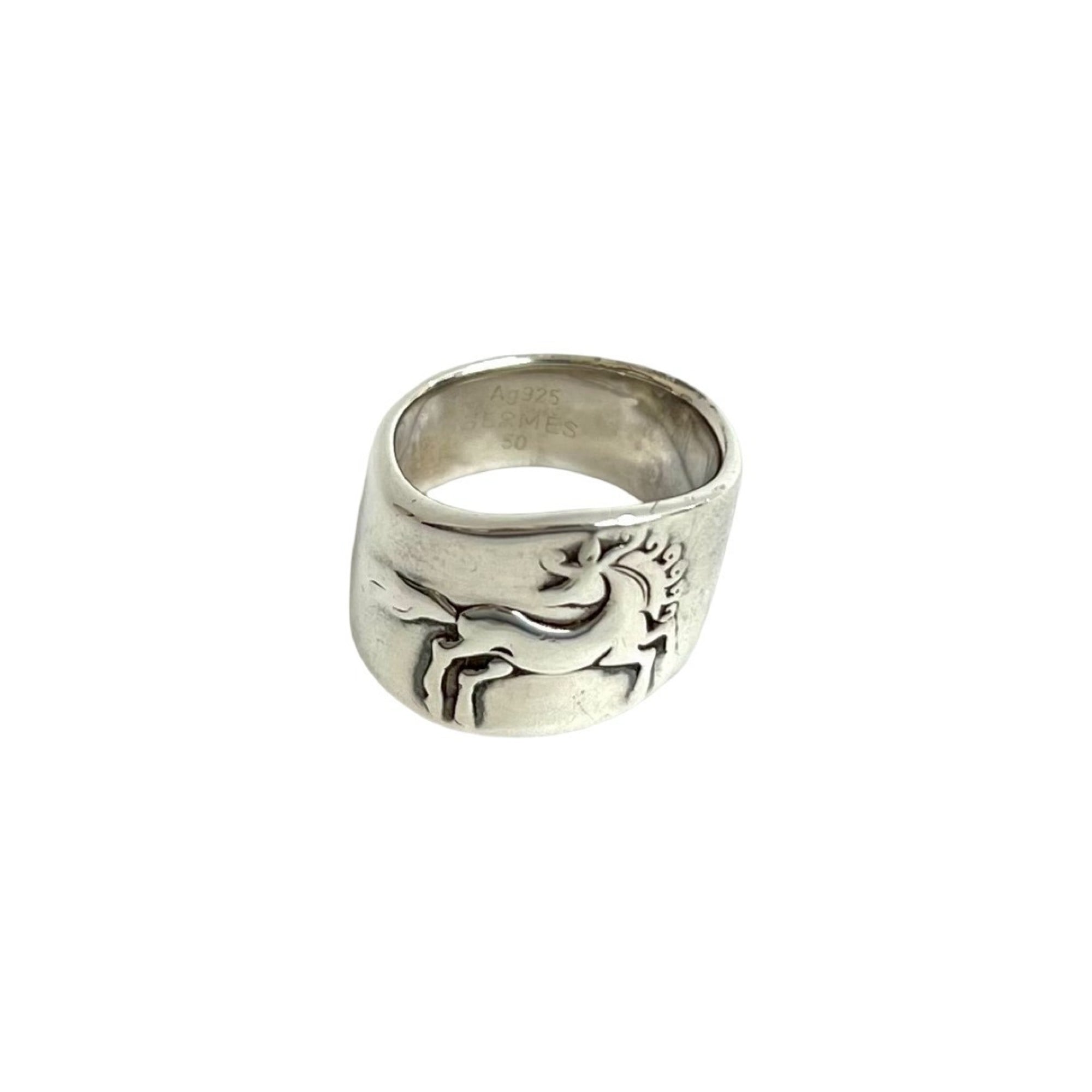 Hermes Silver Silver 925 Band Ring (Pre-Owned)