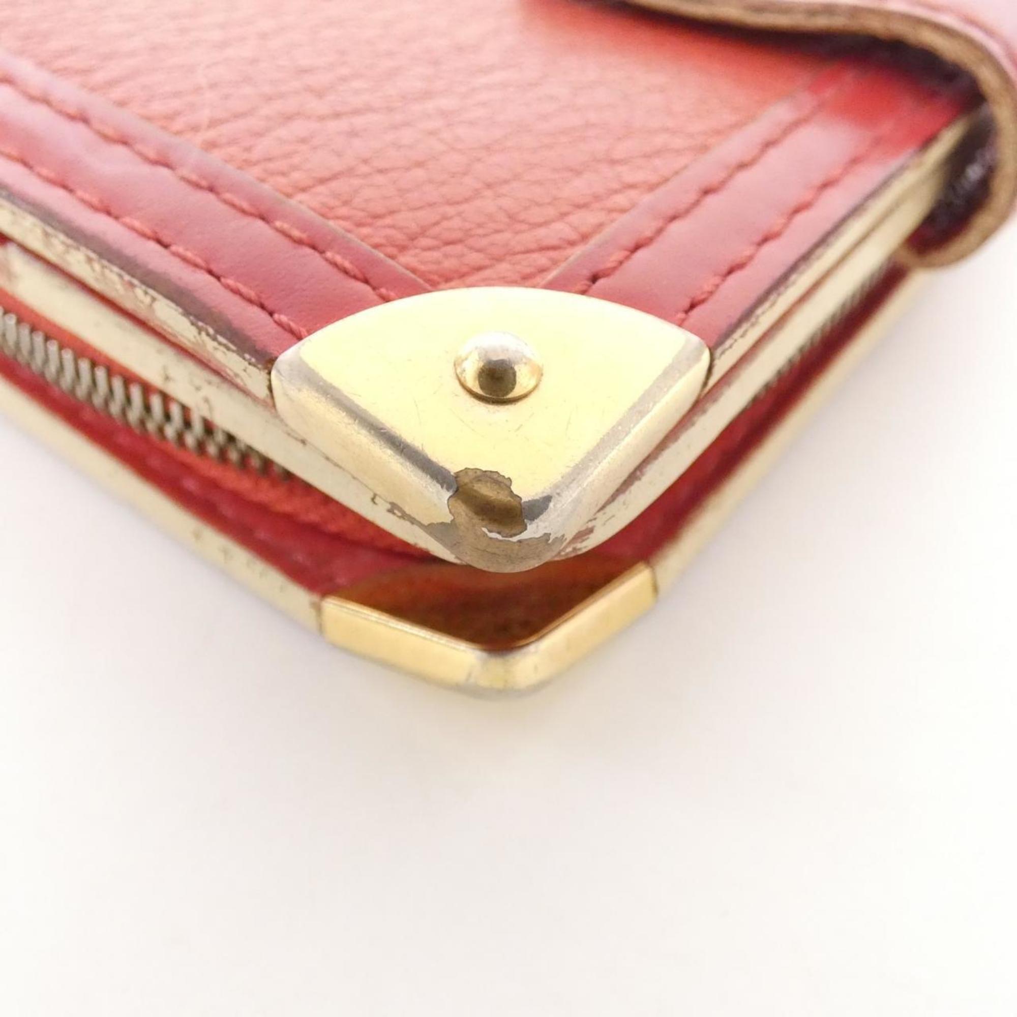 Louis Vuitton Red Color Leather Wallet (Bi-Fold) (Pre-Owned)