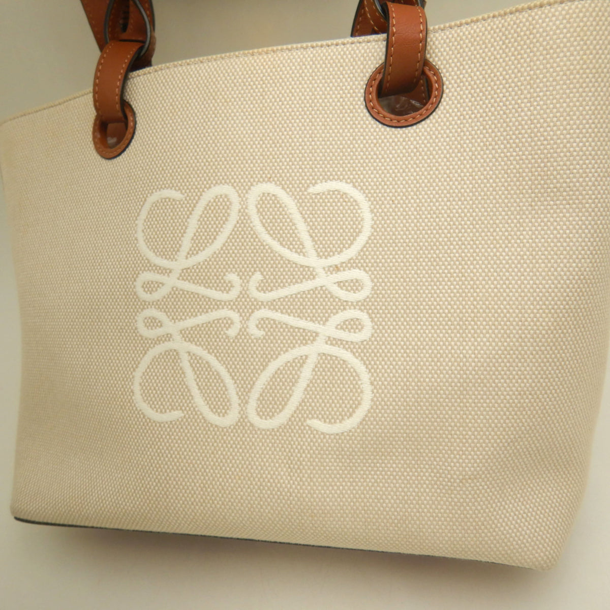 Loewe Beige Brown Canvas Leather Tote Bag (Pre-Owned)