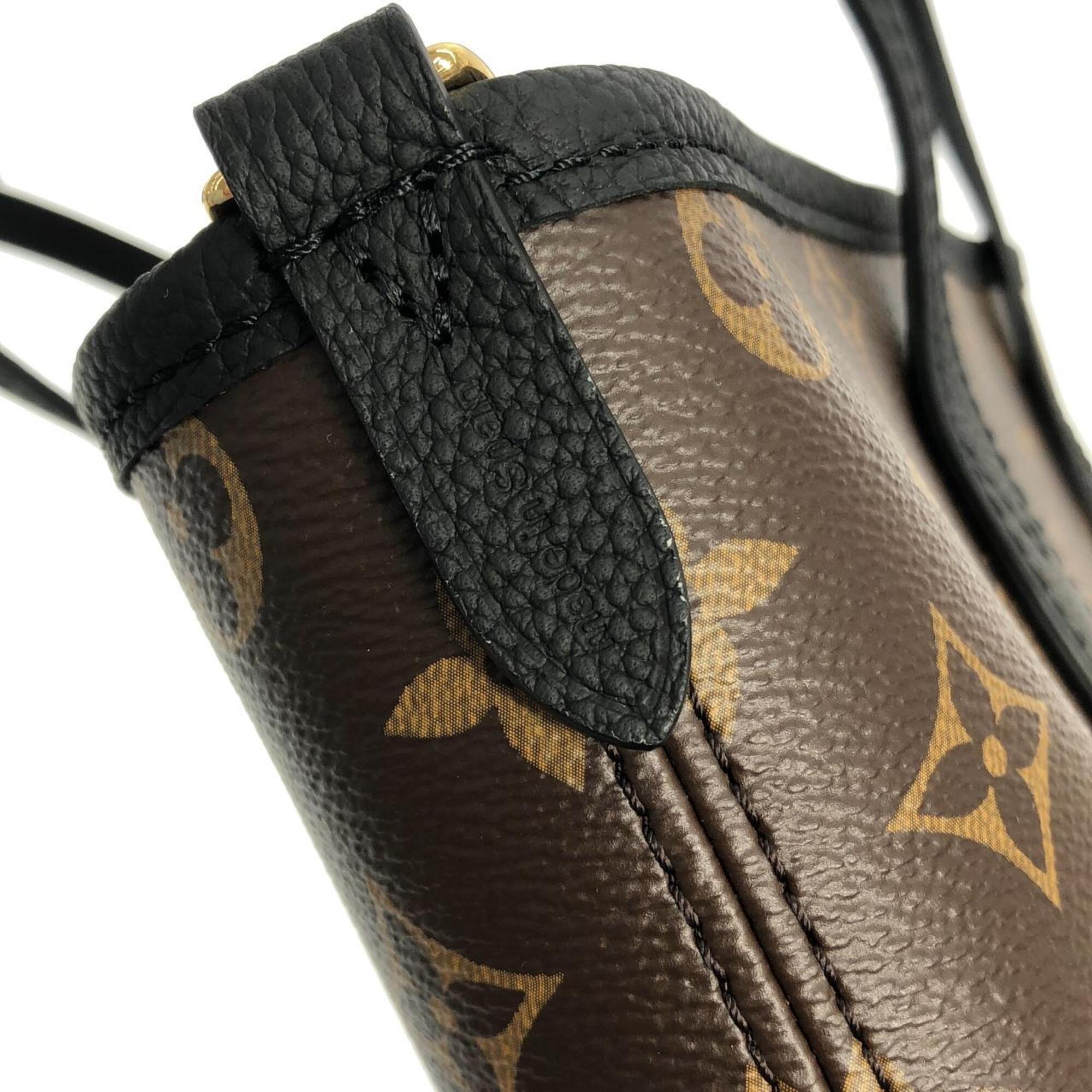 Louis Vuitton Black Marron Coated Canvas Leather Handbag Pouch (Pre-Owned)