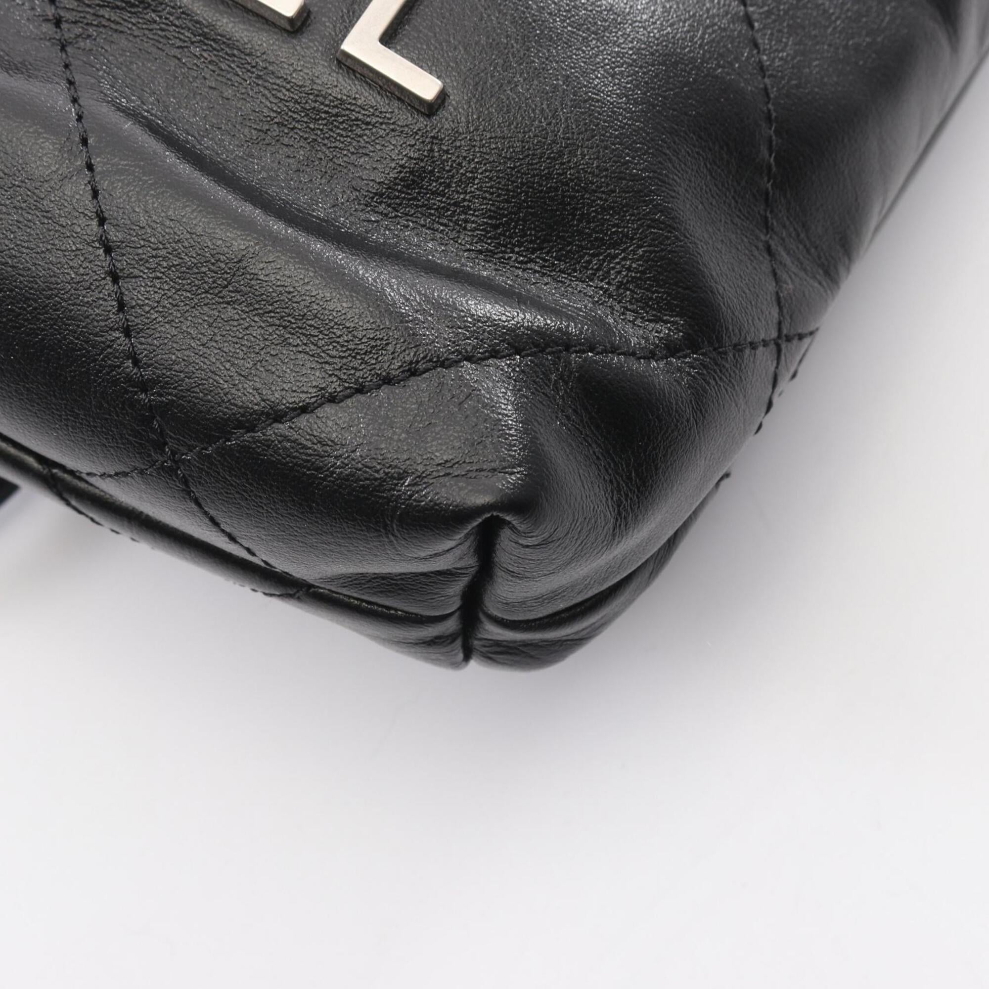 Chanel Black Leather Handbag Shoulder Bag (Pre-Owned)