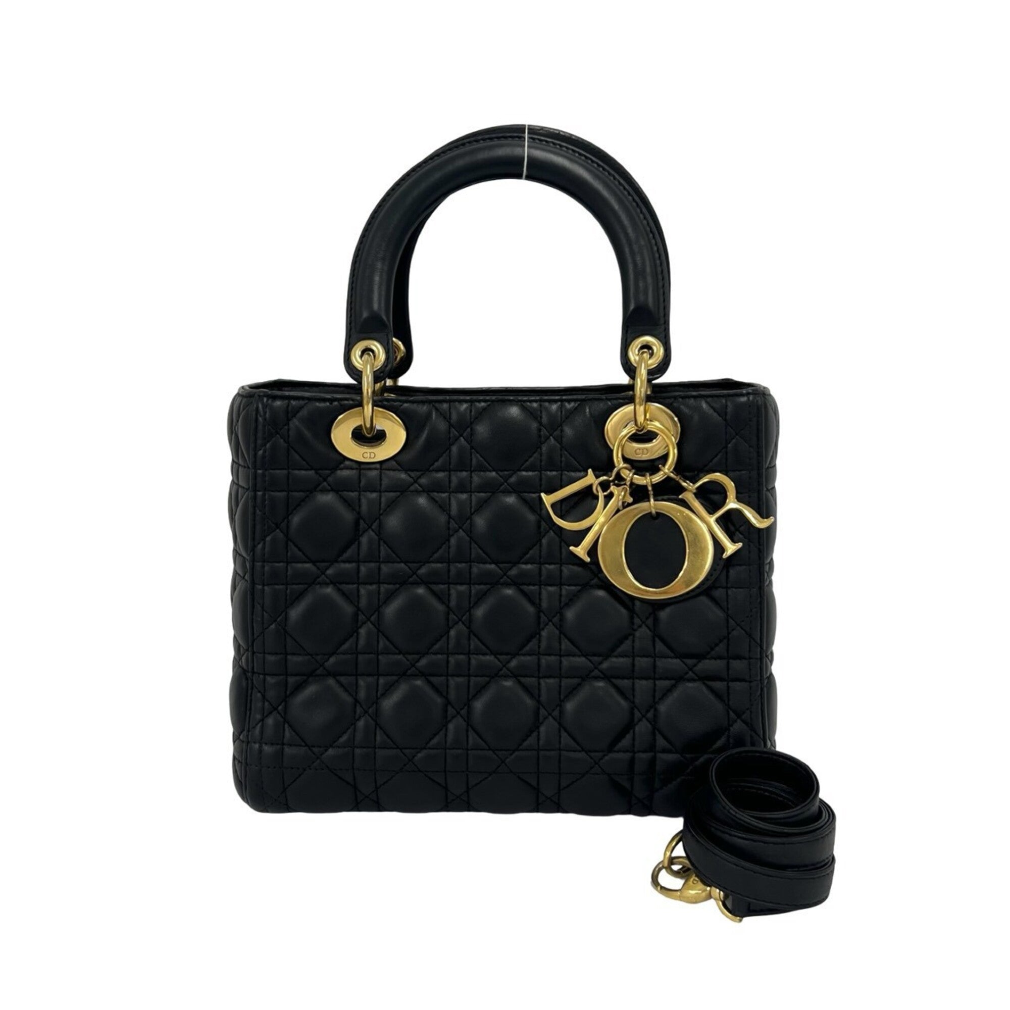Christian Dior Black Leather Handbag Shoulder Bag (Pre-Owned)