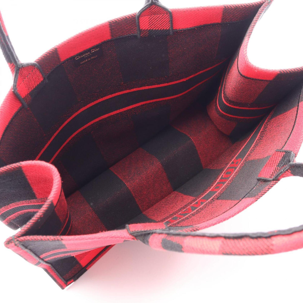 Christian Dior Black Red Color Canvas Handbag Tote Bag (Pre-Owned)