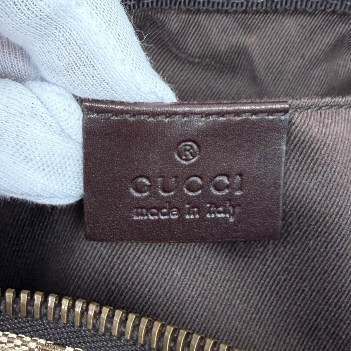 Gucci Beige Brown Gg Canvas Pouch Vanity Bag (Pre-Owned)