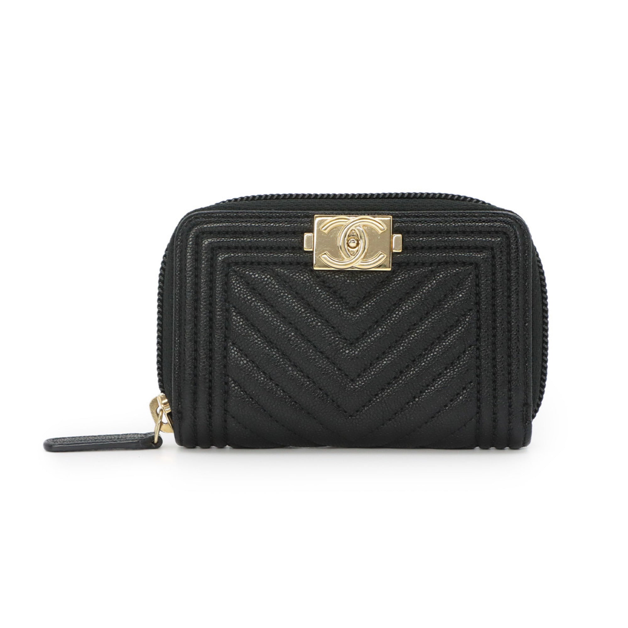 Chanel Black Grained Calfskin Coin Purse/Coin Case (Pre-Owned)