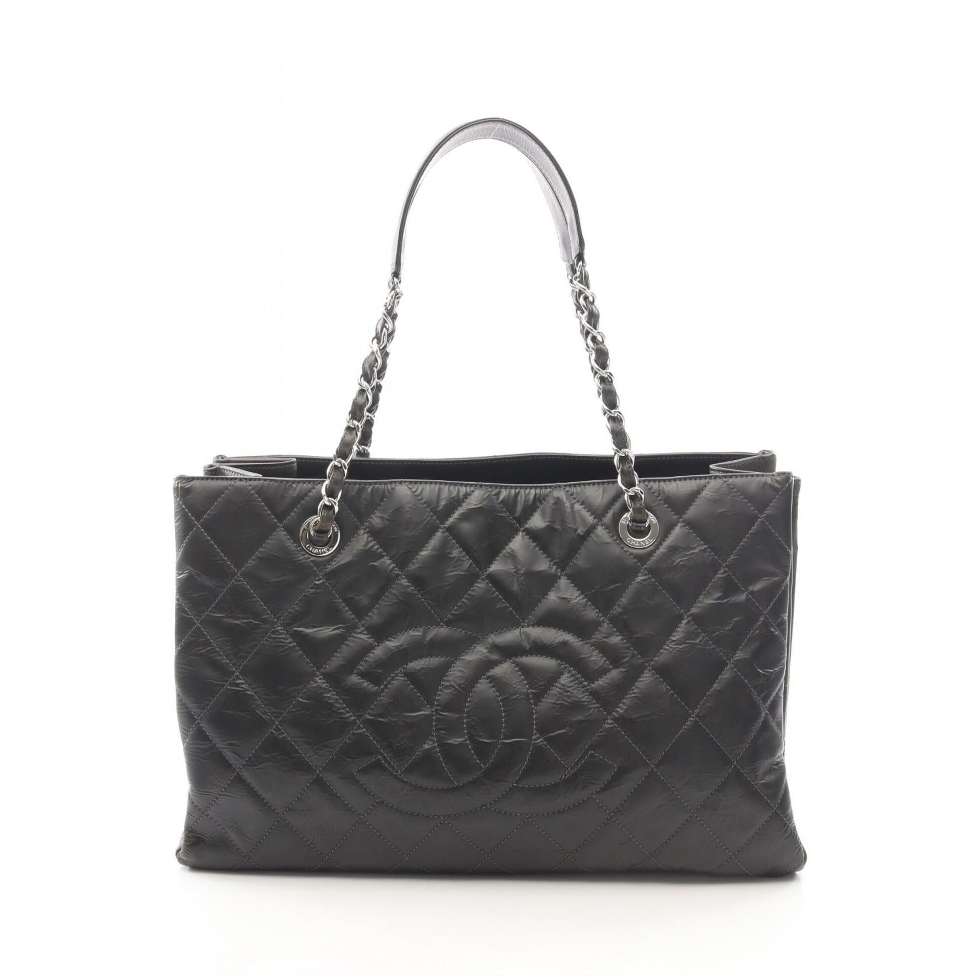 Chanel Black Leather Handbag Tote Bag (Pre-Owned)