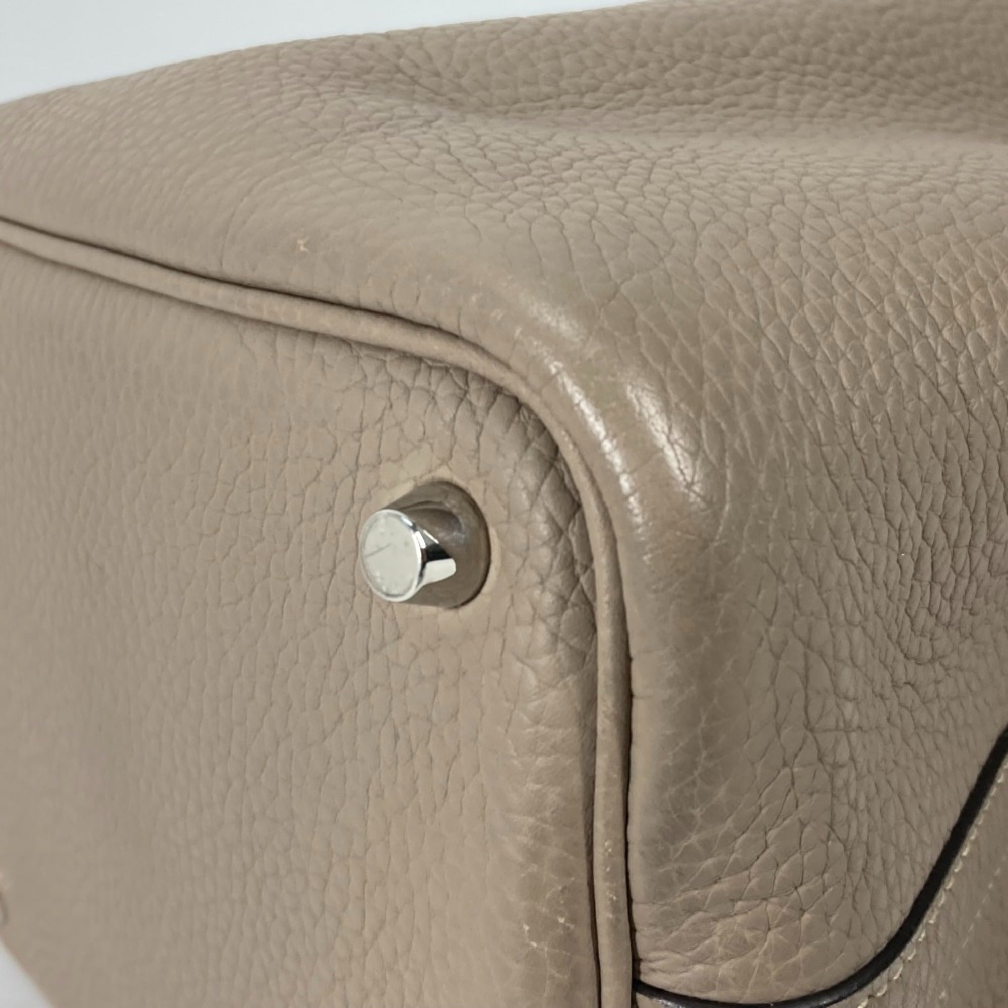 Hermes Picotin Gray Gris Tourterelle Taurillon Clemence Leather Handbag Tote Bag (Pre-Owned)