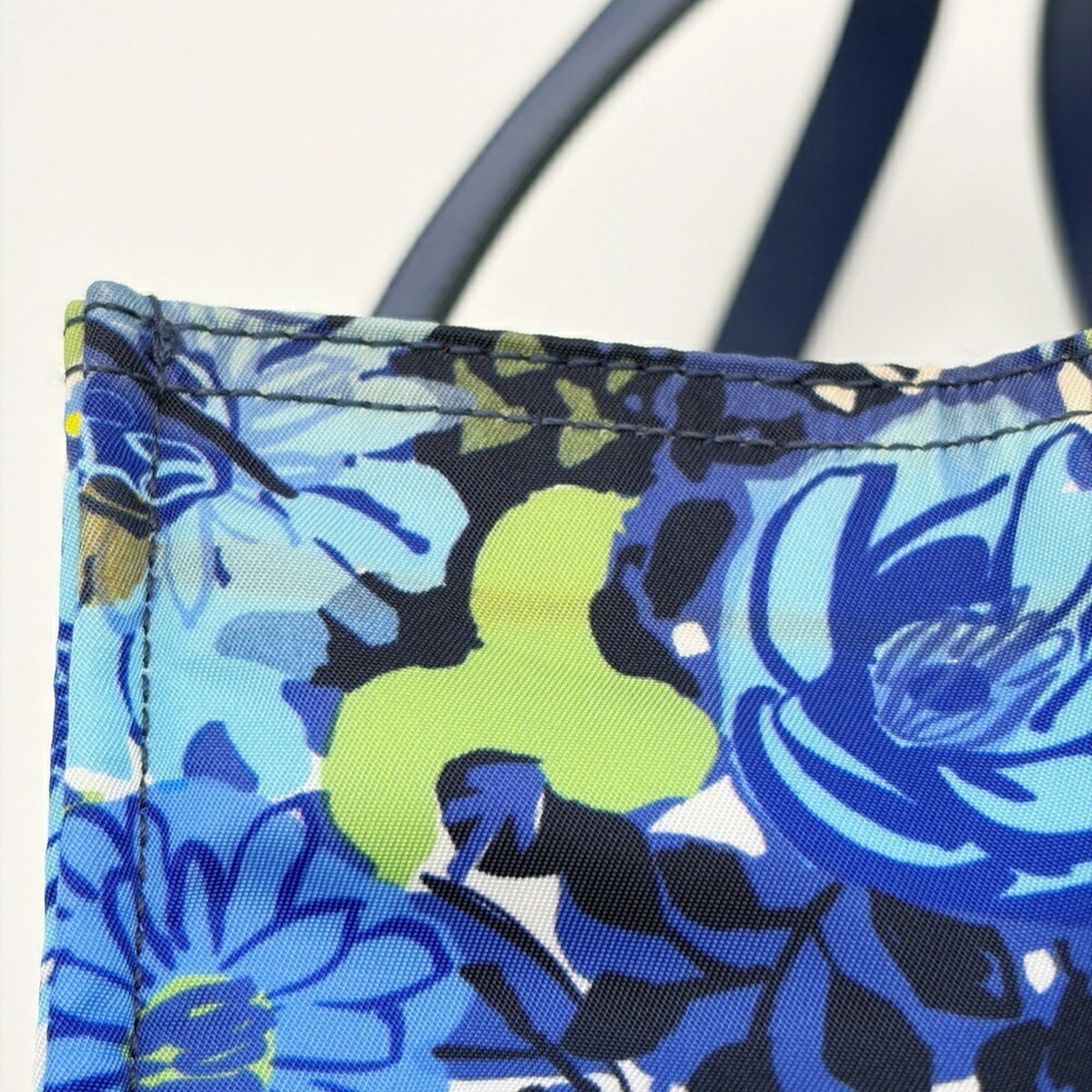 Prada Blue Multi-Color Nylon Leather Tote Bag (Pre-Owned)
