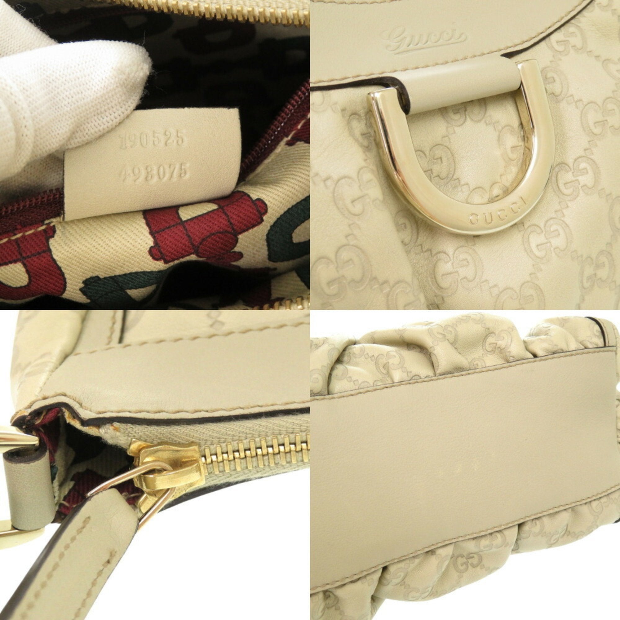 Gucci Ivory Leather Handbag Shoulder Bag (Pre-Owned)