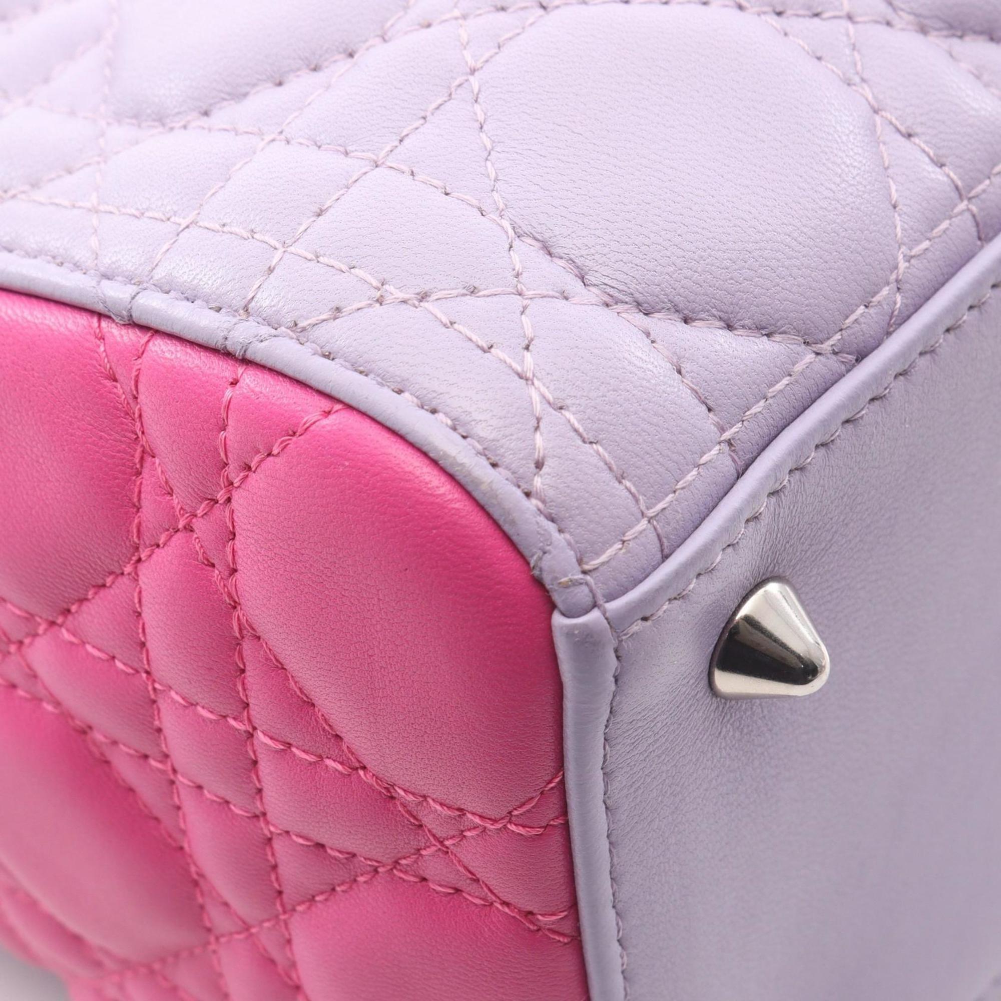 Christian Dior Pink Purple Leather Handbag (Pre-Owned)