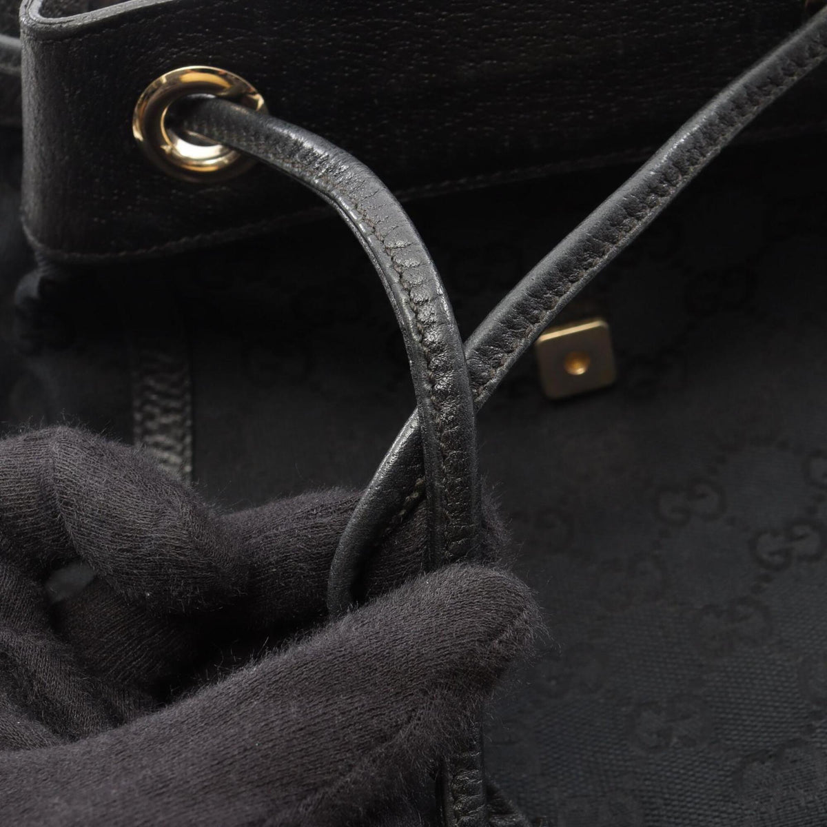 Gucci Black Canvas Leather Backpack Handbag (Pre-Owned)
