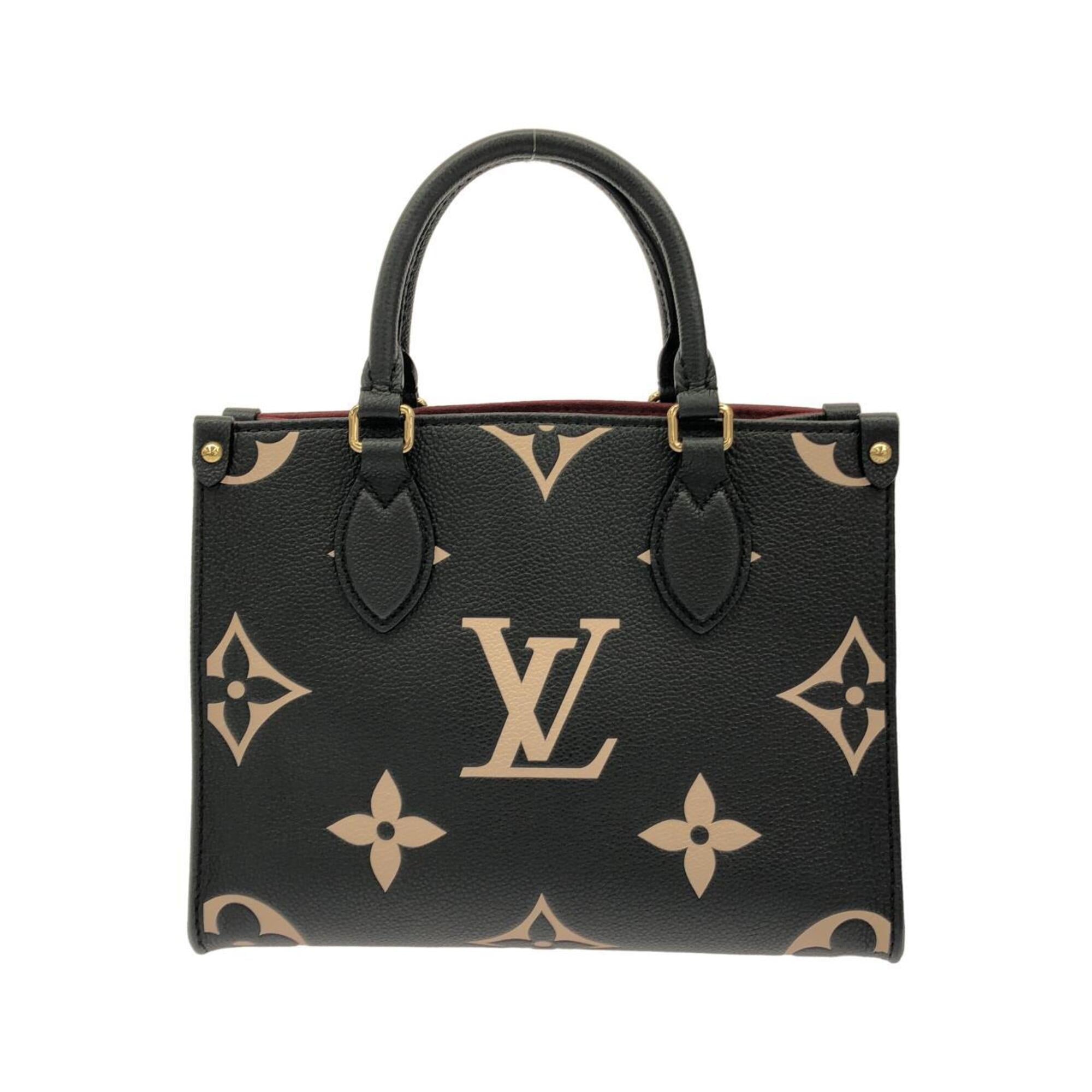 Louis Vuitton Beige Black Leather Handbag (Pre-Owned)