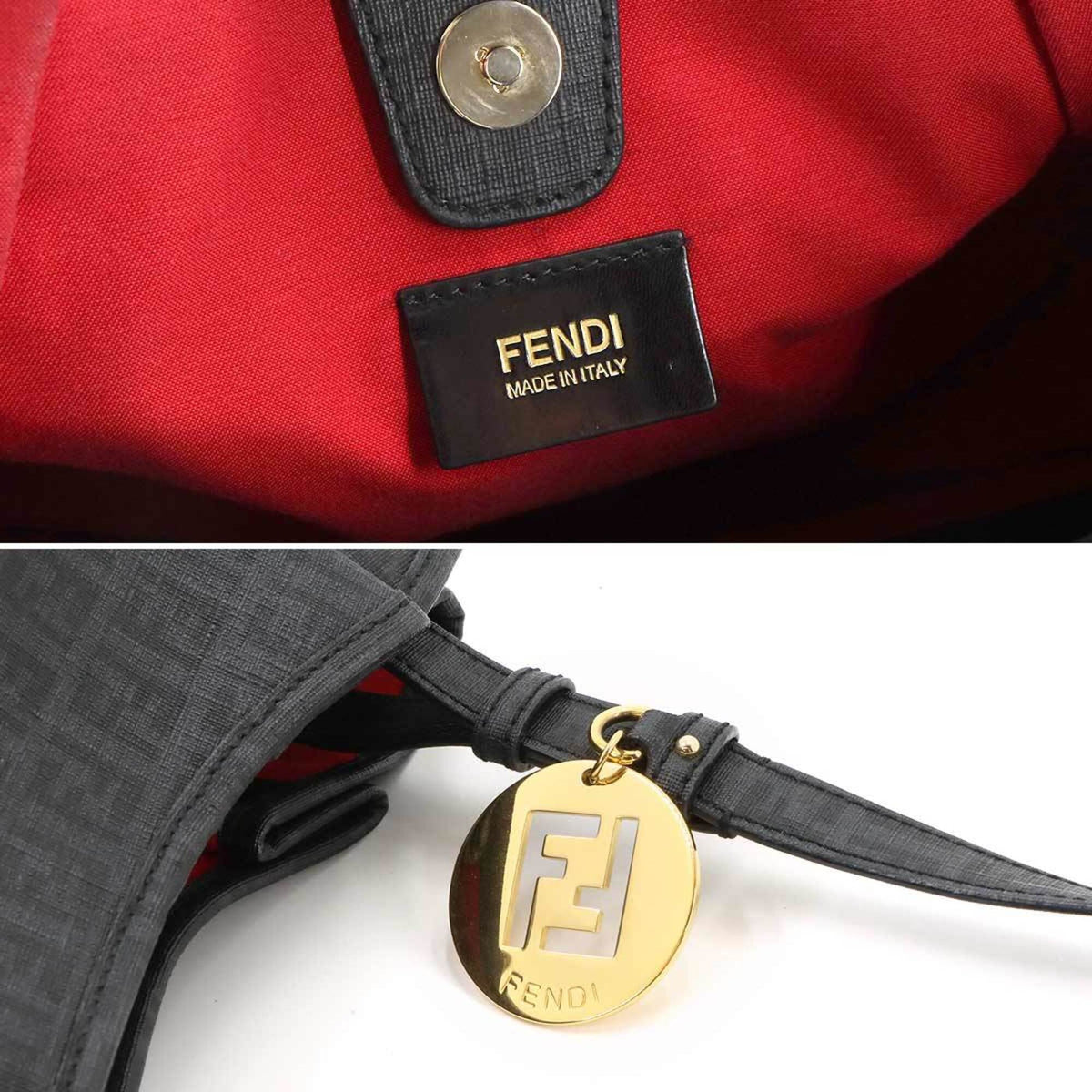 Fendi Zucchino Gray Zucchino Handbag Shoulder Bag (Pre-Owned)
