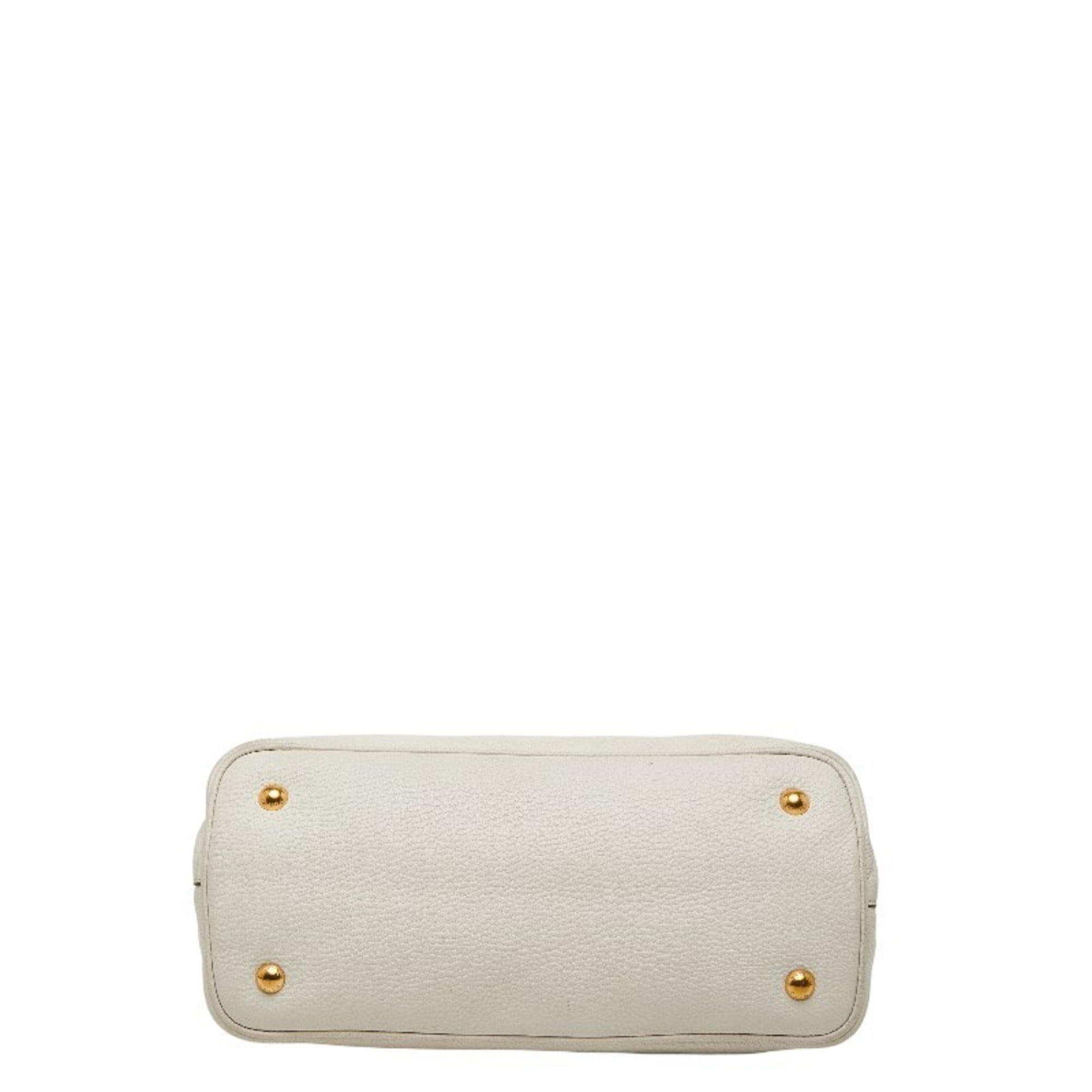 Prada White Leather Handbag Shoulder Bag (Pre-Owned)