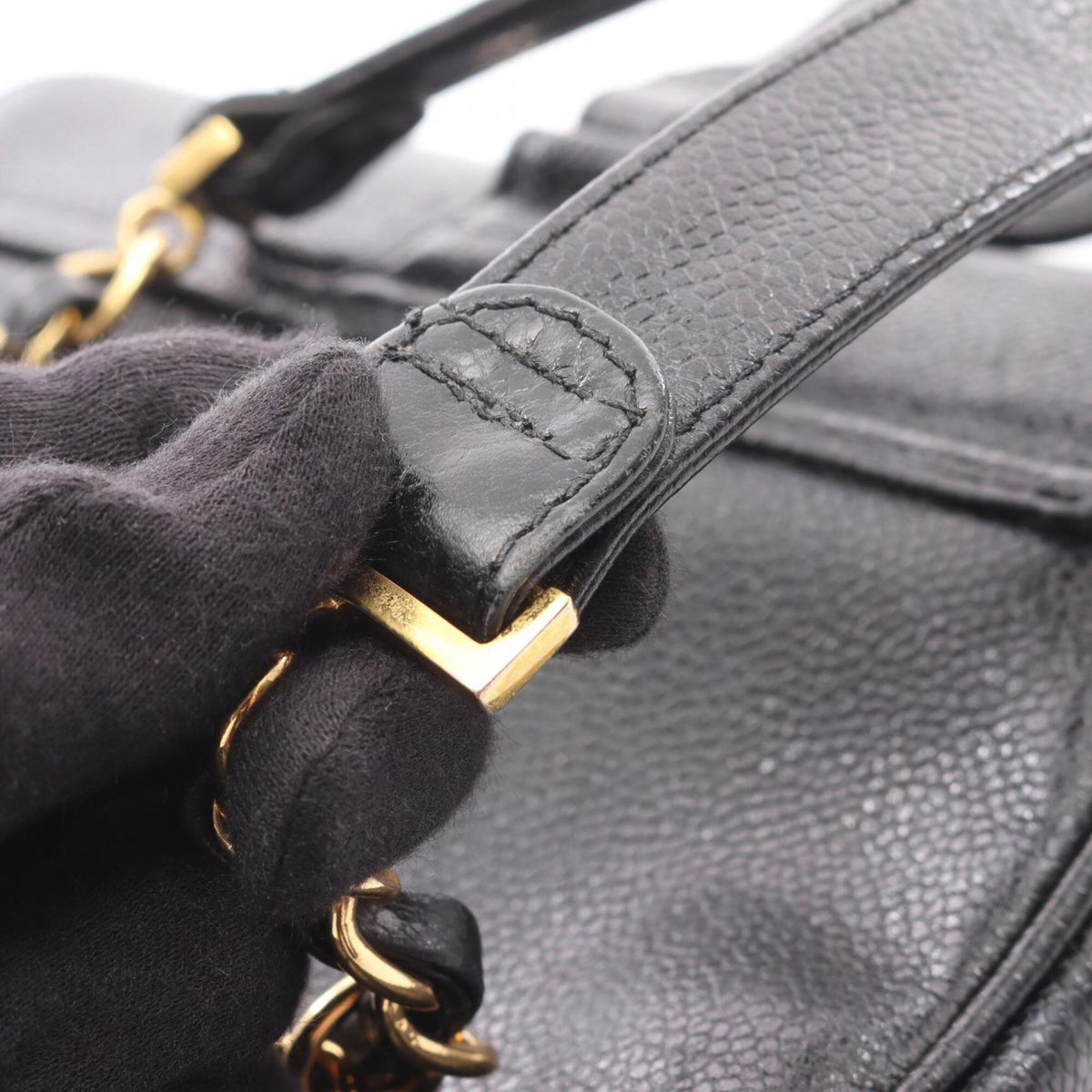 Chanel Black Grained Calfskin Backpack Handbag (Pre-Owned)