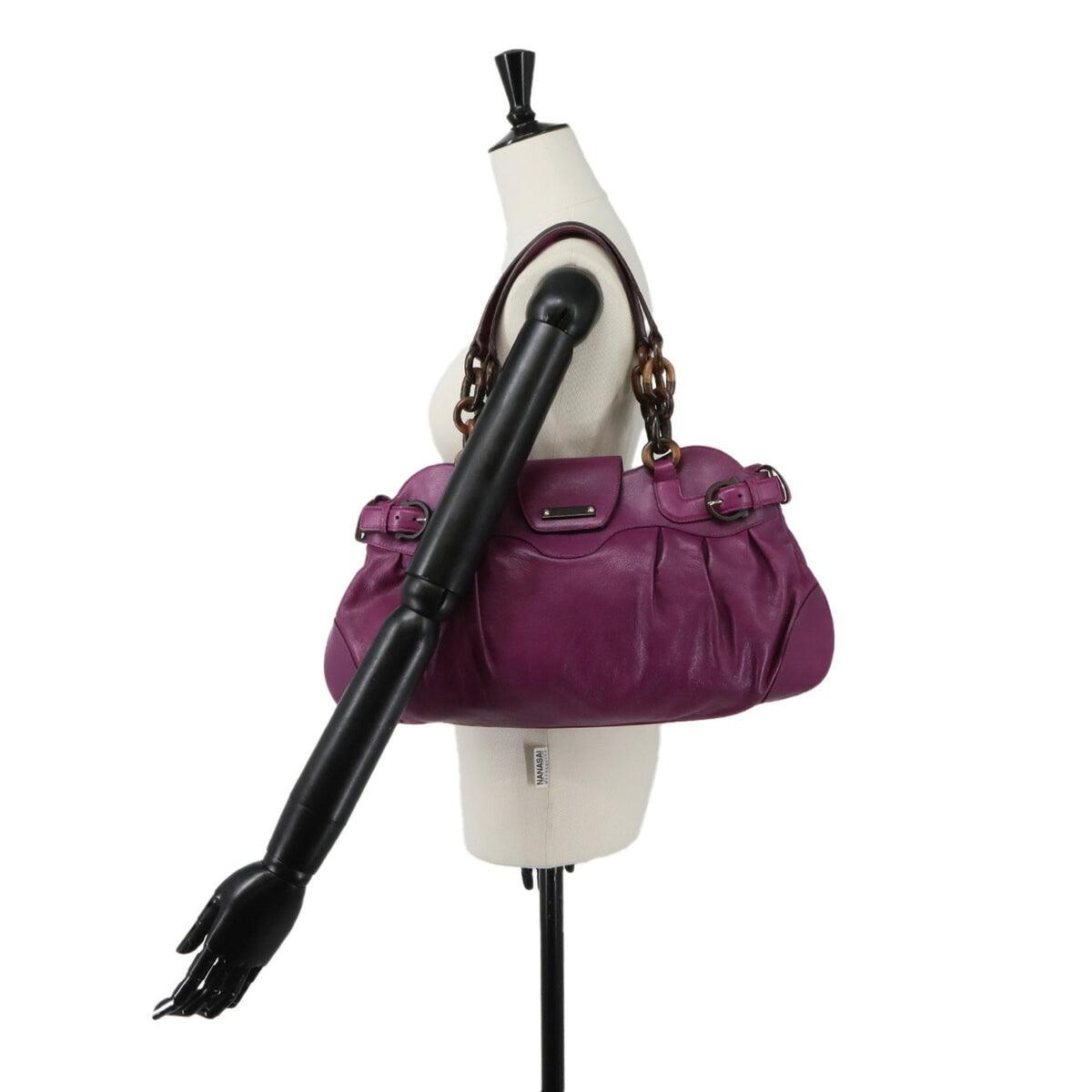 Salvatore Ferragamo Gancini Purple Leather Handbag Shoulder Bag (Pre-Owned)