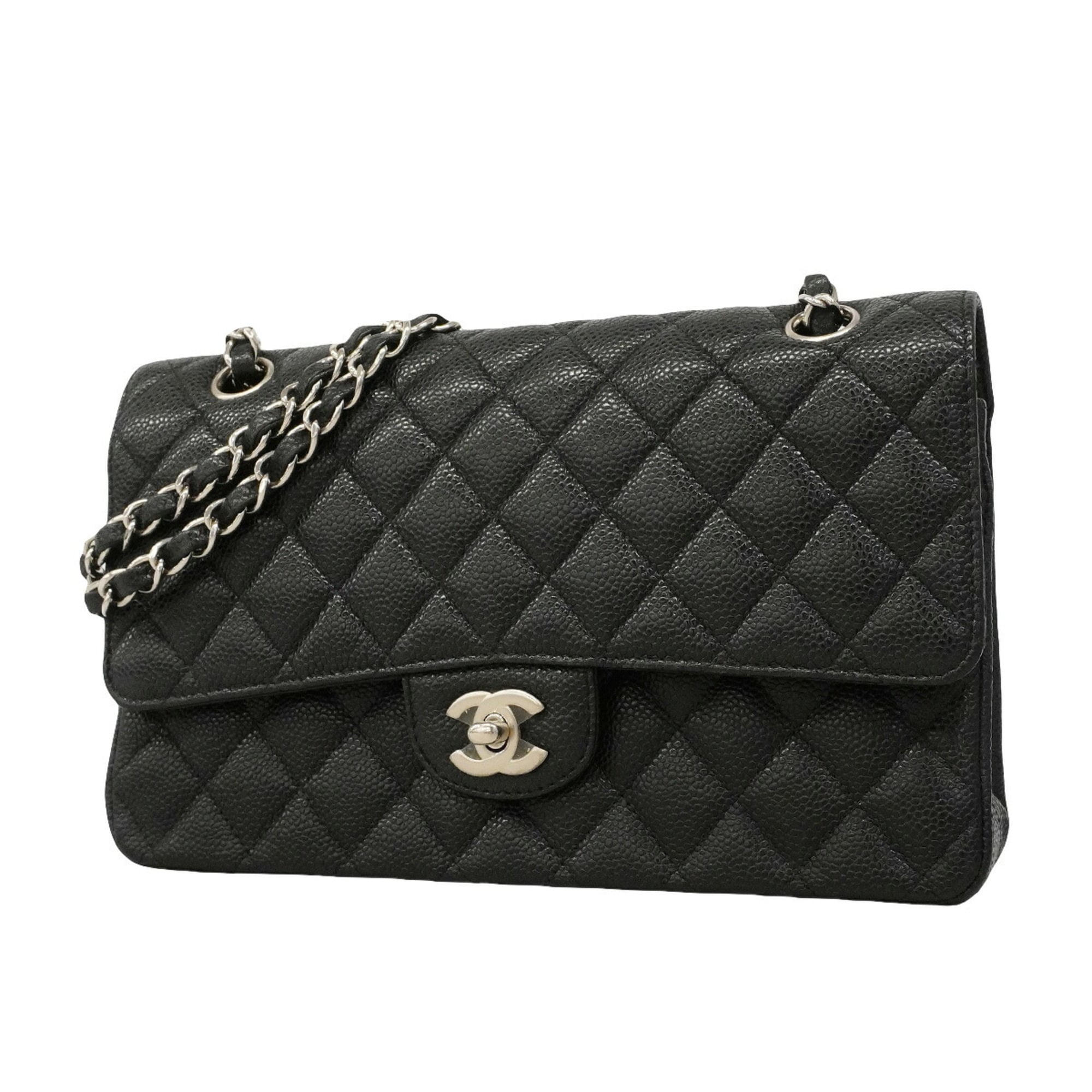 Chanel Black Grained Calfskin Shoulder Bag (Pre-Owned)