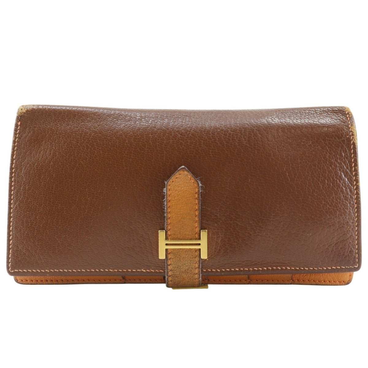 Hermes Brown Chevre Leather Long Wallet (Bi-Fold) (Pre-Owned)