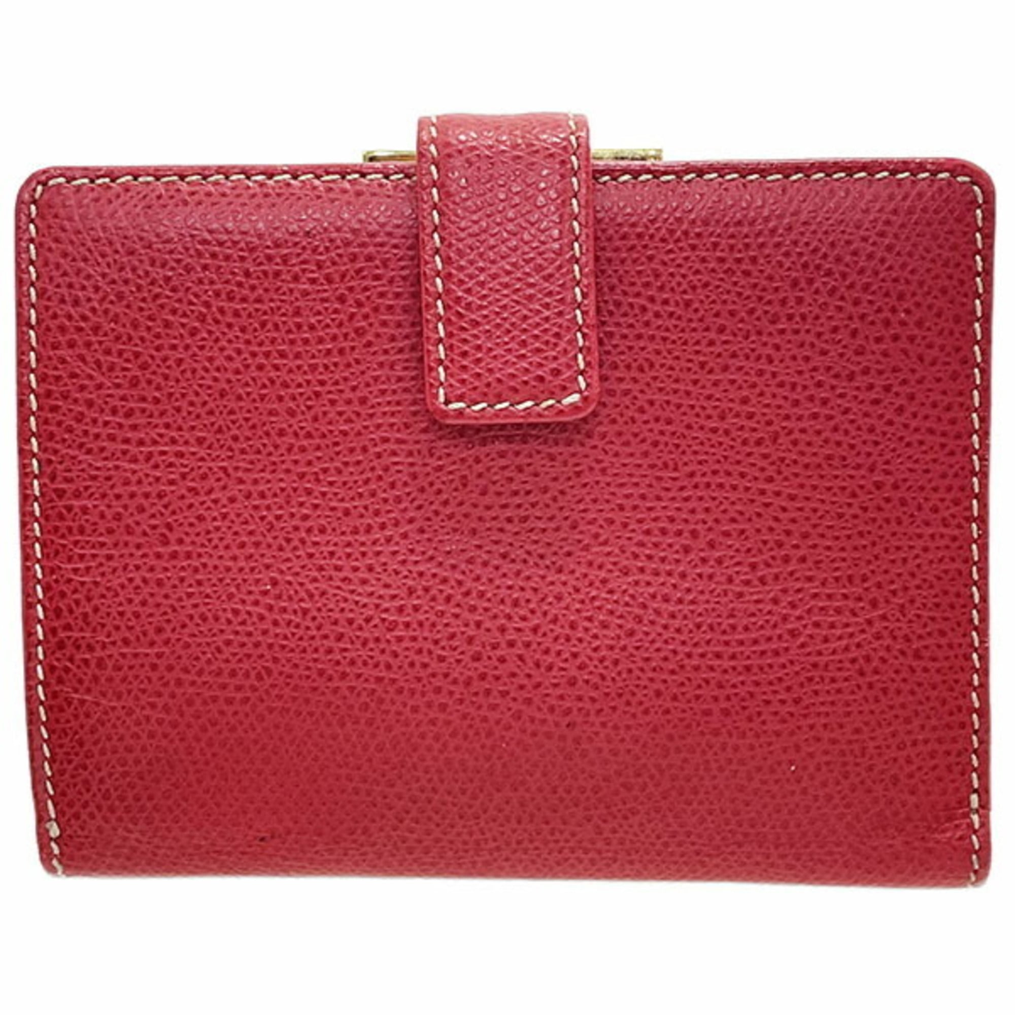 Loewe Dark Brown Red Color Leather Wallet (Bi-Fold) (Pre-Owned)