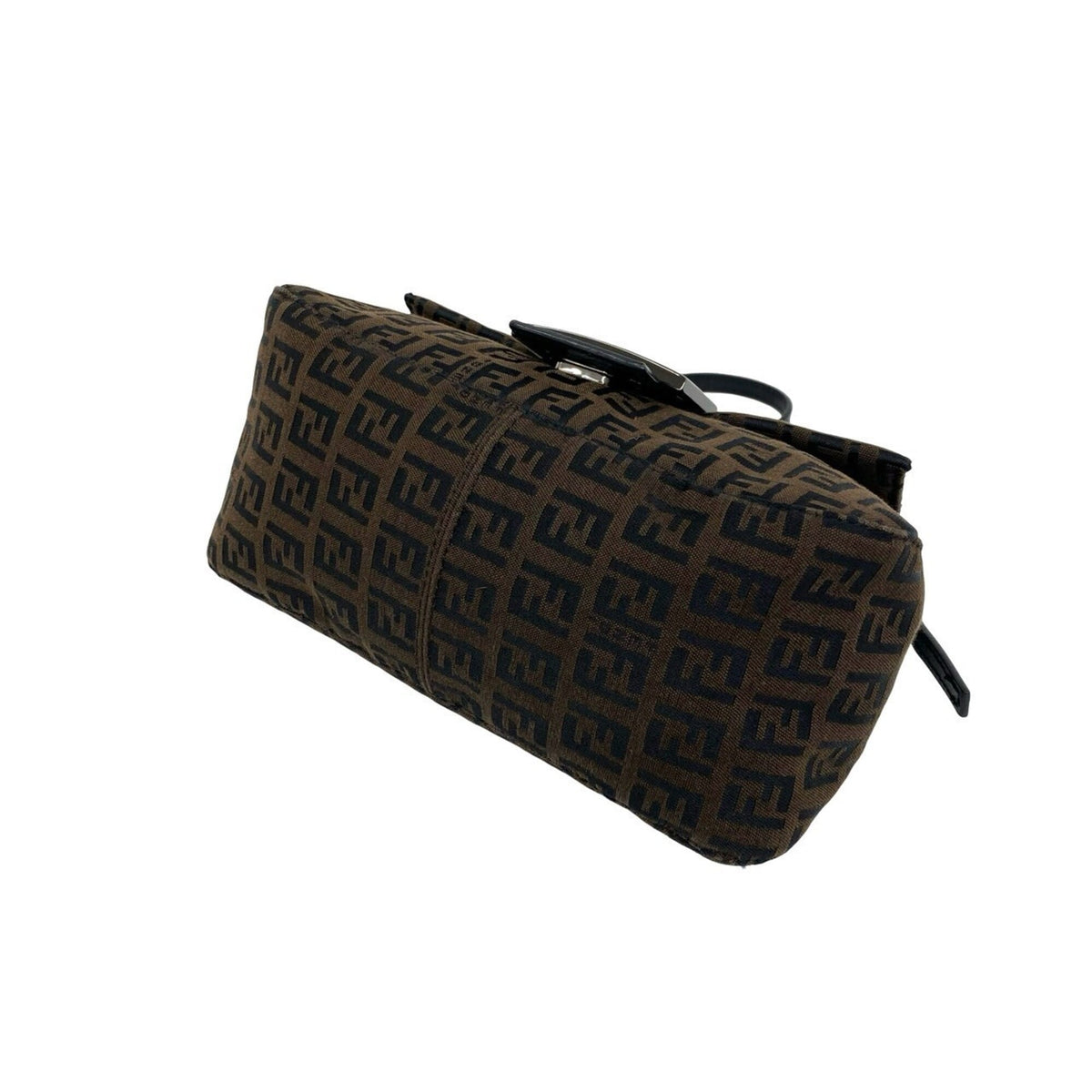 Fendi Black Brown Canvas Leather Handbag Shoulder Bag (Pre-Owned)