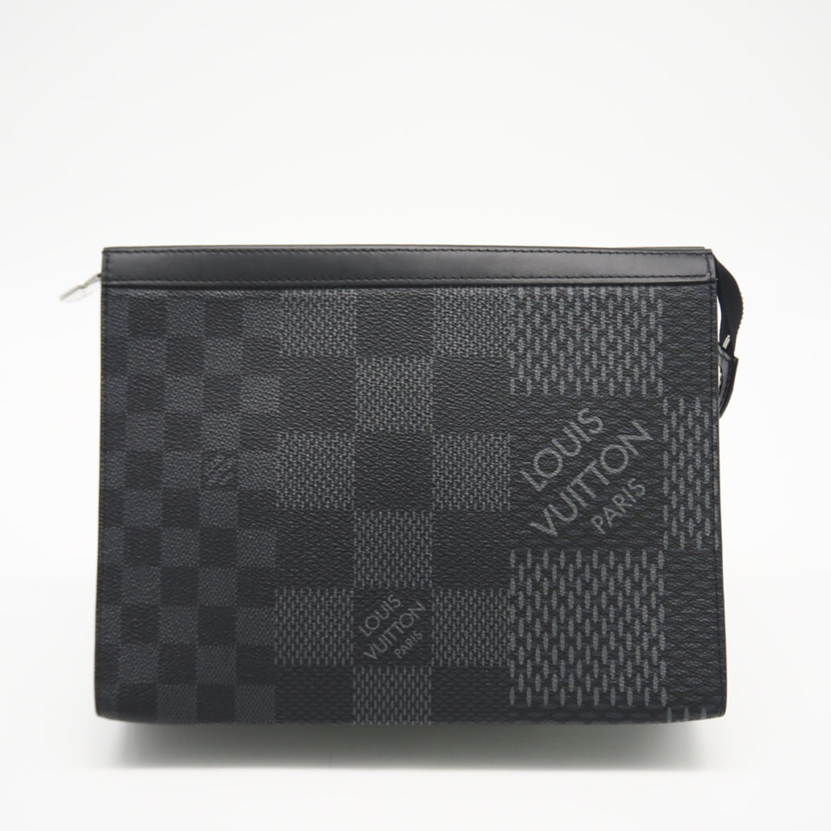 Louis Vuitton Black Gray Leather Pochette Shoulder Bag (Pre-Owned)