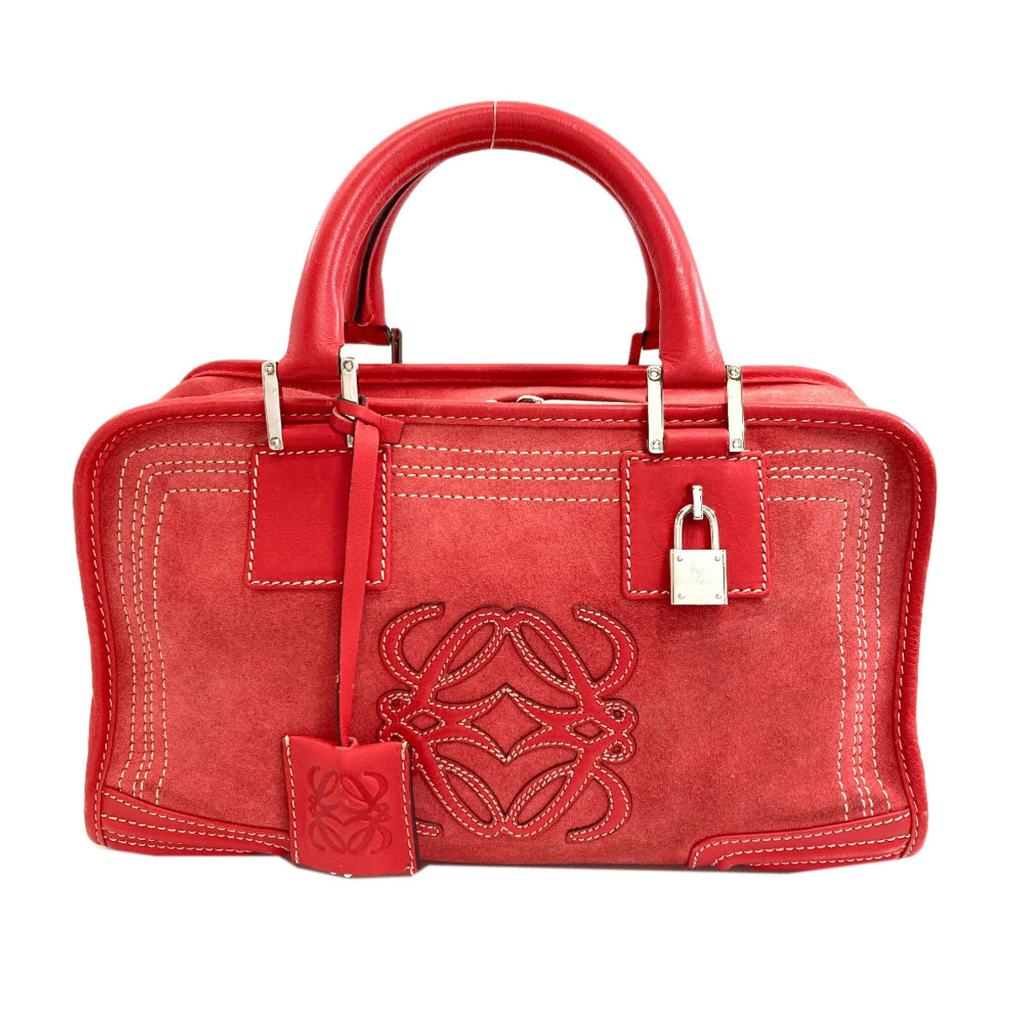 Loewe Red Color Suede Handbag (Pre-Owned)