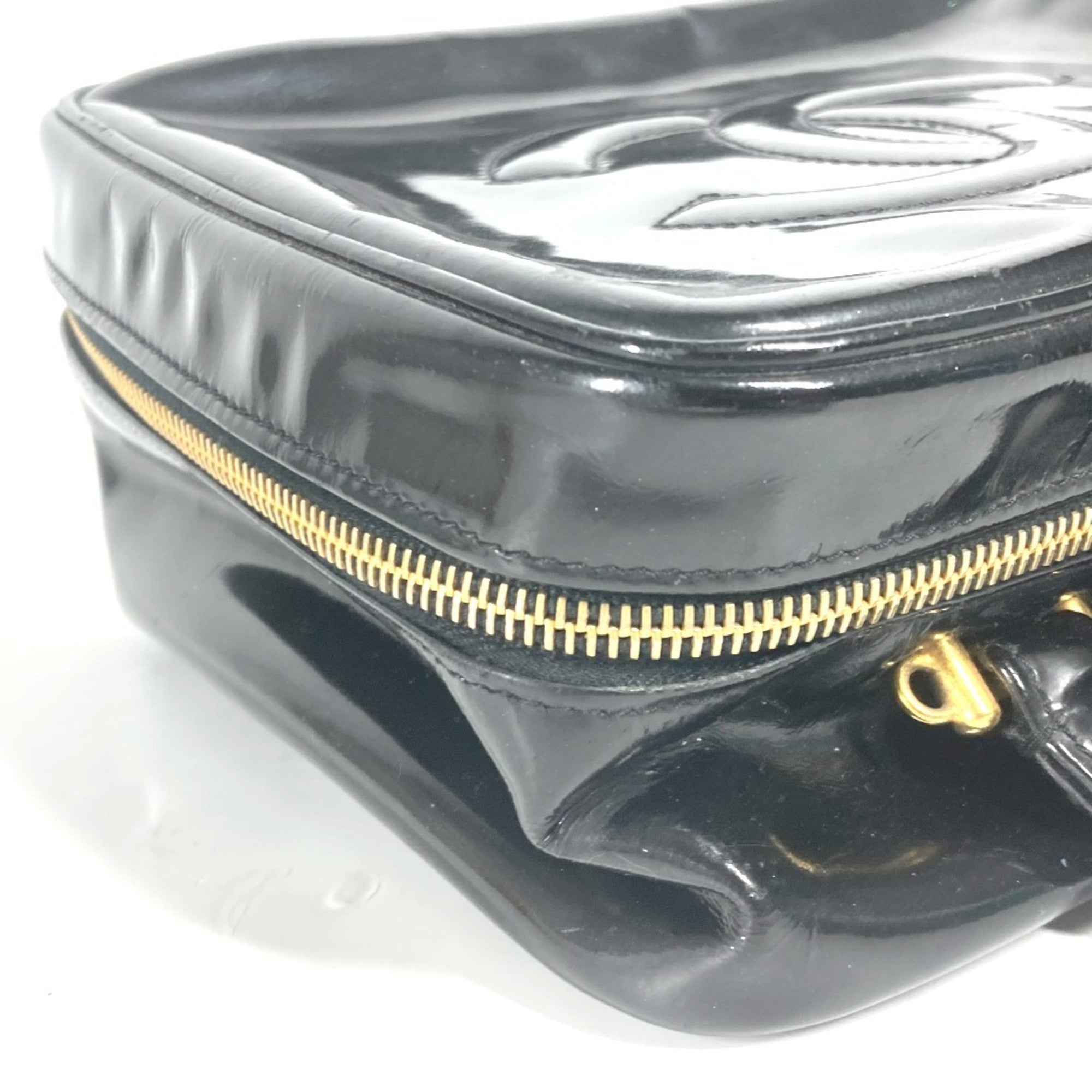 Chanel Black Leather Handbag Vanity Bag (Pre-Owned)