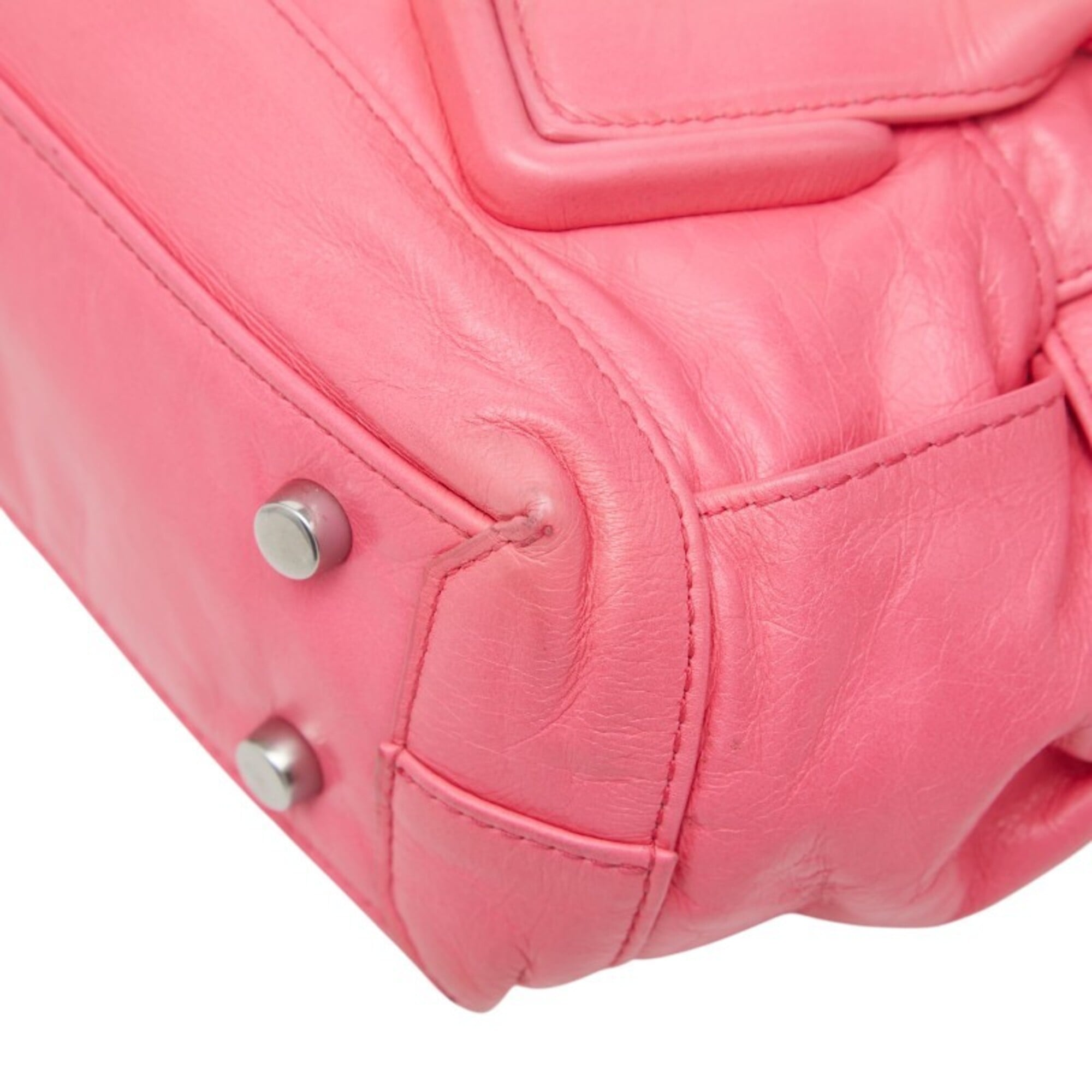 Bottega Veneta Pink Leather Handbag Shoulder Bag (Pre-Owned)