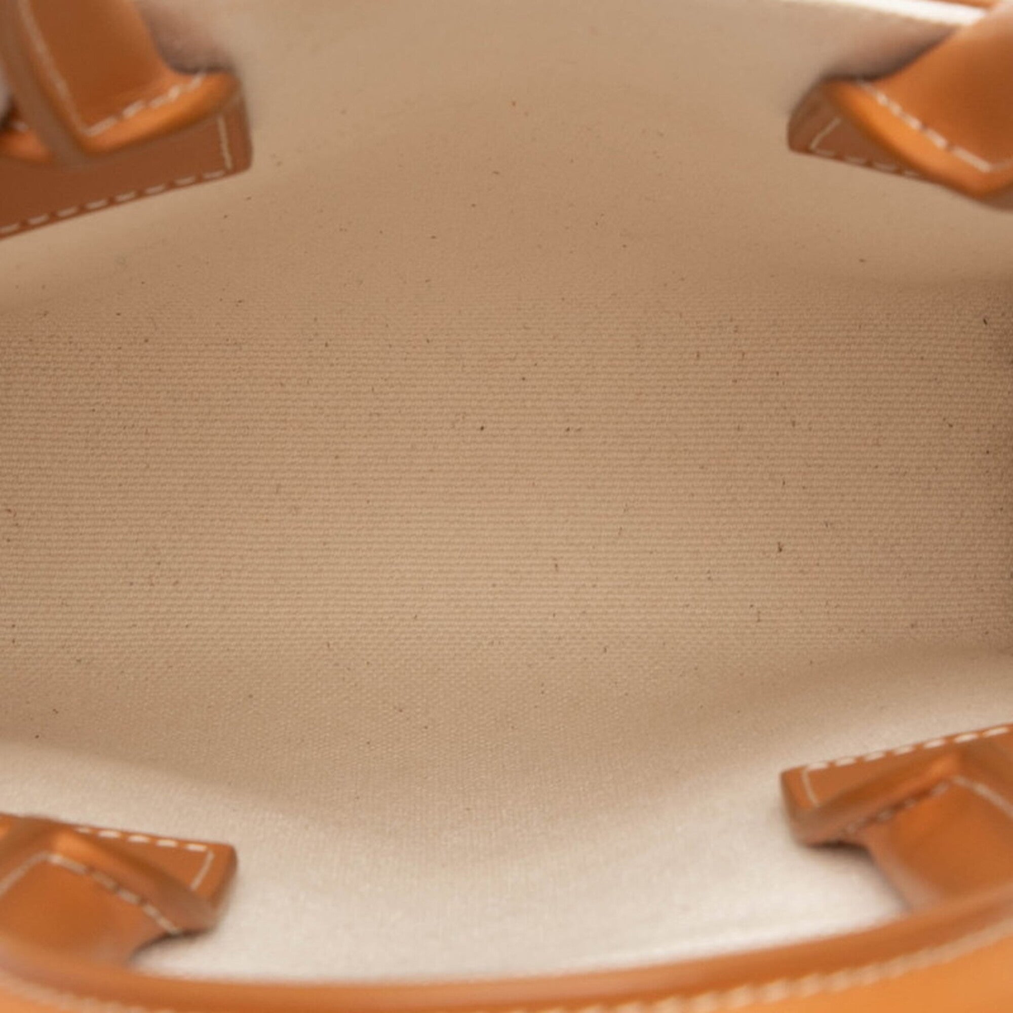 Celine Brown White Canvas Leather Handbag Shoulder Bag (Pre-Owned)