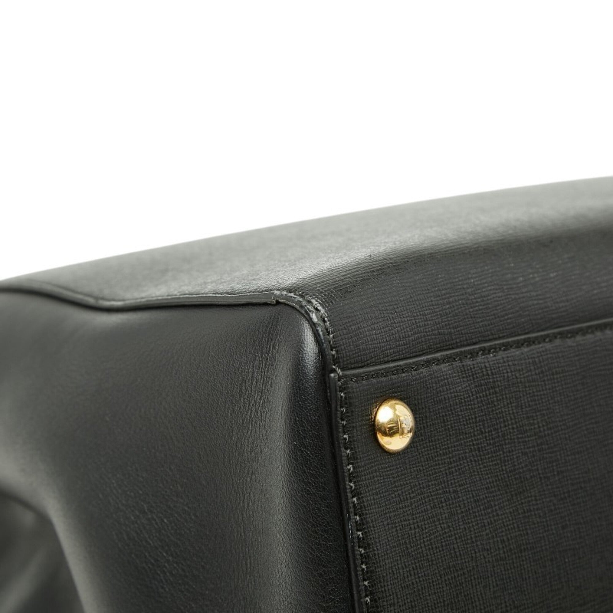 Fendi 2Jours Black Leather Handbag Shoulder Bag (Pre-Owned)