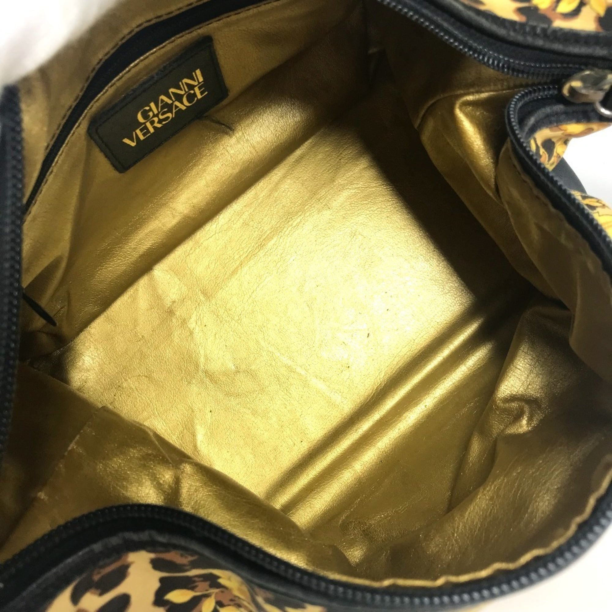 Versace Black Yellow Pvc Leather Handbag Pouch Vanity Bag (Pre-Owned)