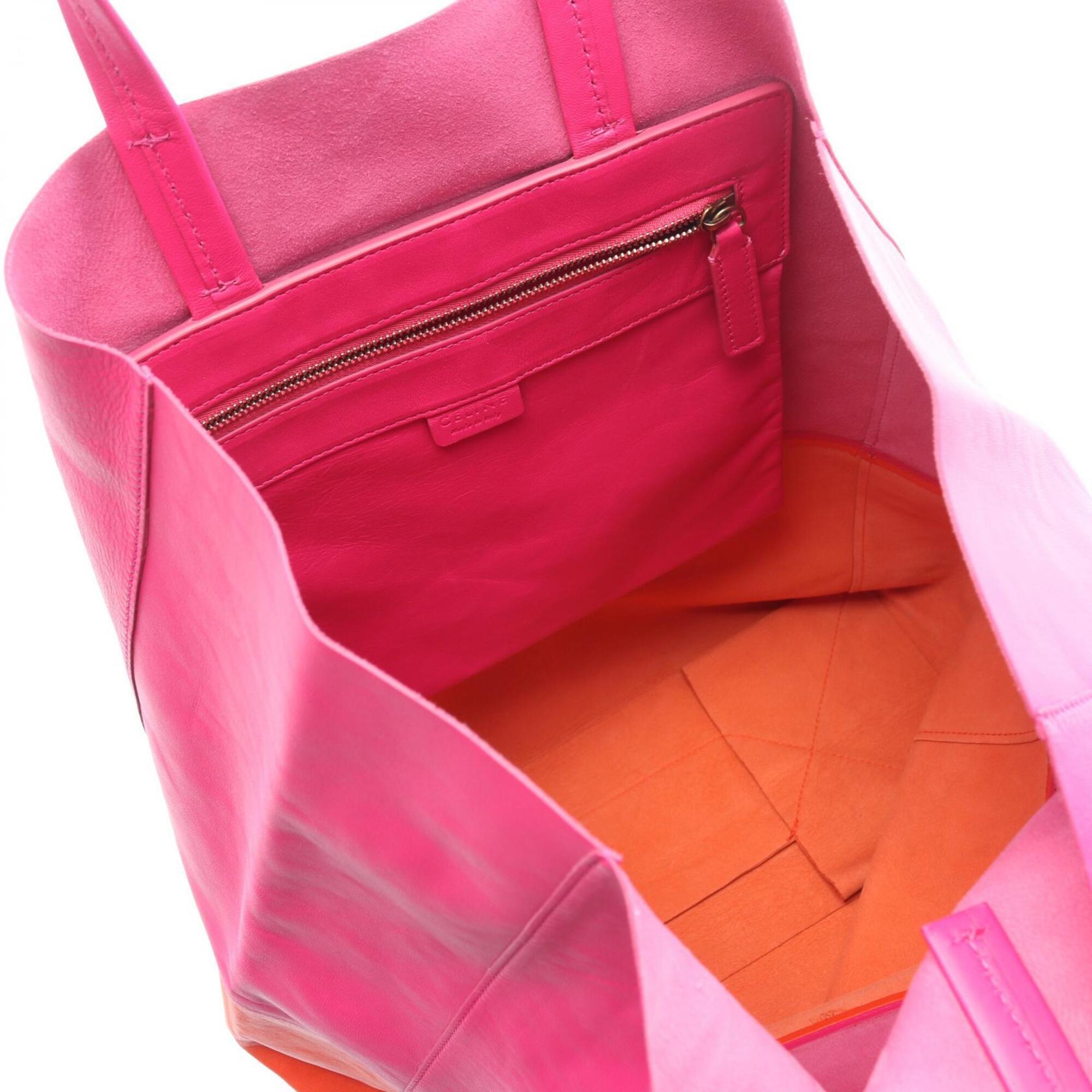 Celine Orange Pink Leather Handbag Tote Bag (Pre-Owned)