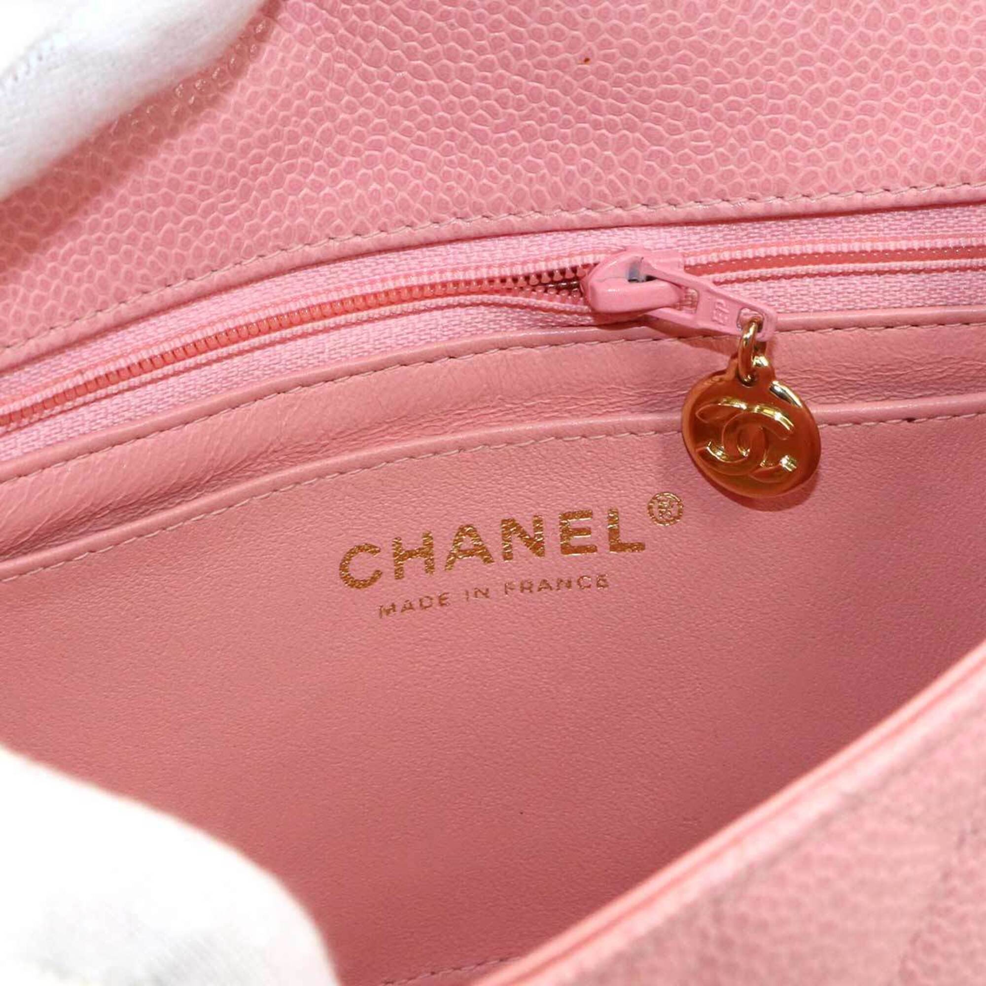 Chanel Pink Grained Calfskin Handbag Shoulder Bag (Pre-Owned)