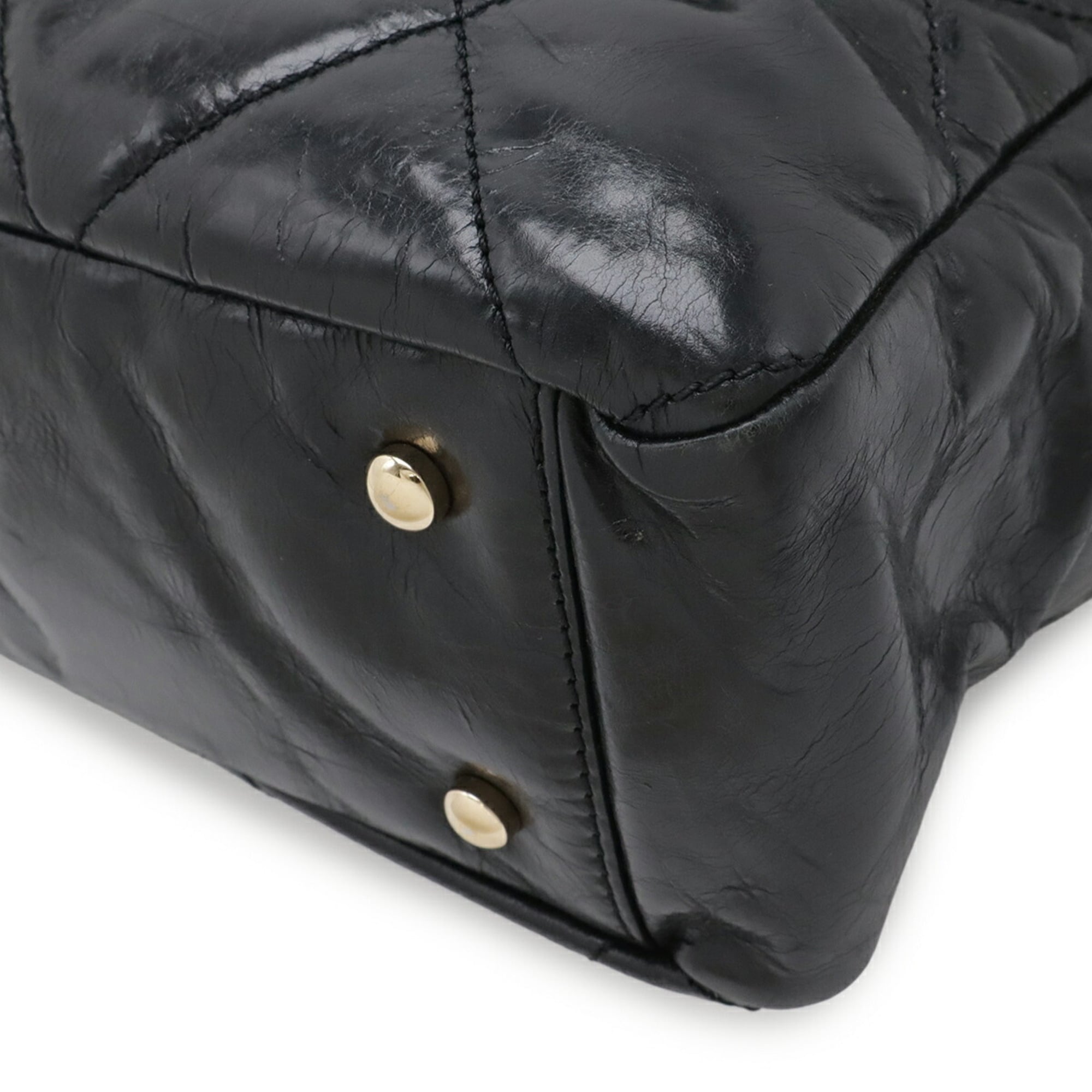Chanel Black Ivory Leather Tweed Shoulder Bag Tote Bag (Pre-Owned)