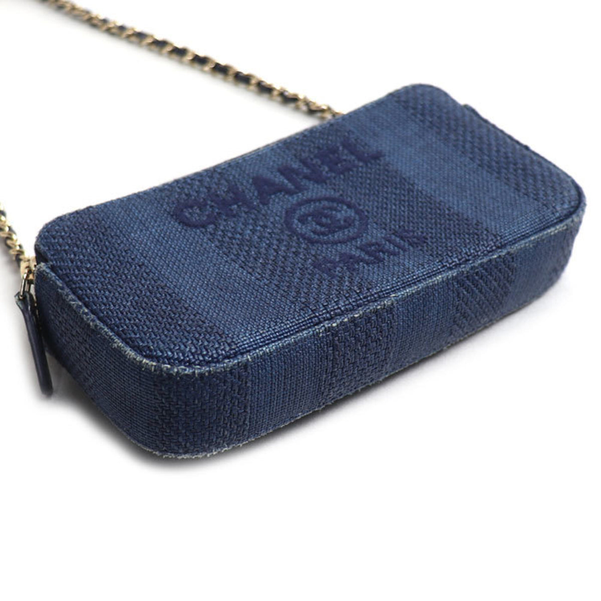 Chanel Navy Canvas Leather Shoulder Bag (Pre-Owned)
