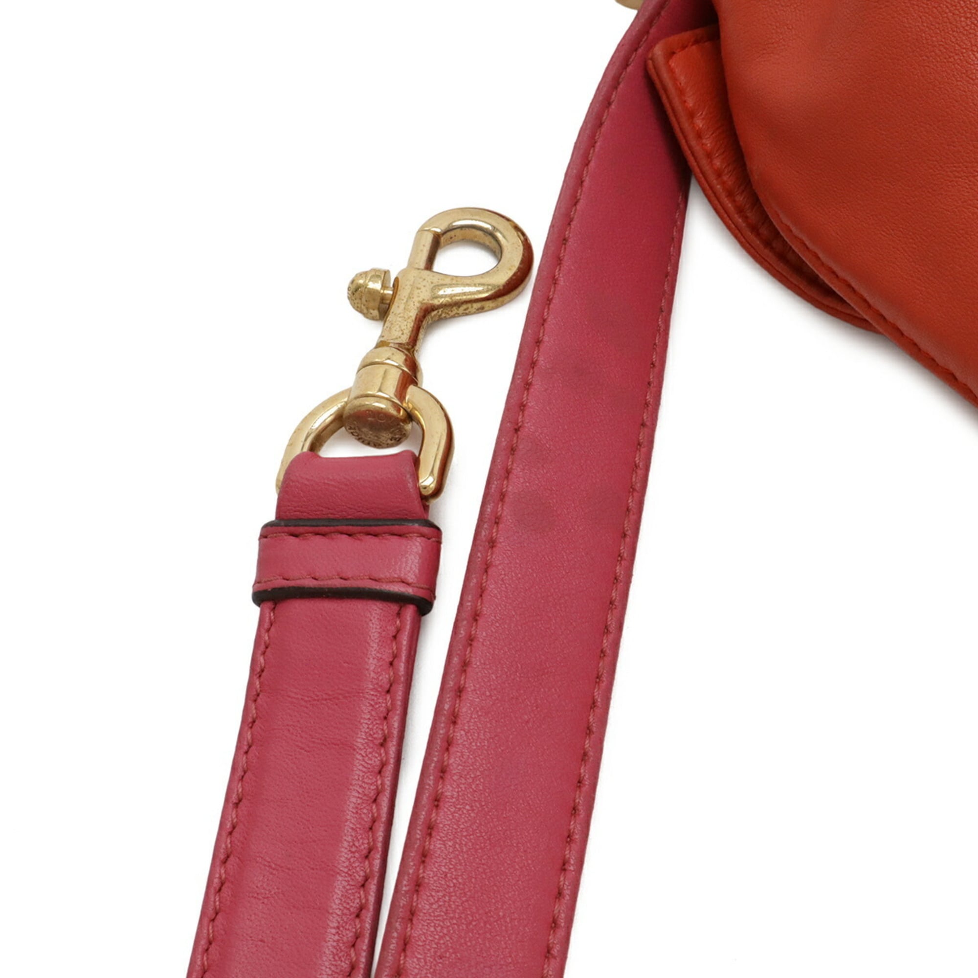 Loewe Flamenco Pink Red Color Wine Nappa Leather Leather Shoulder Bag (Pre-Owned)