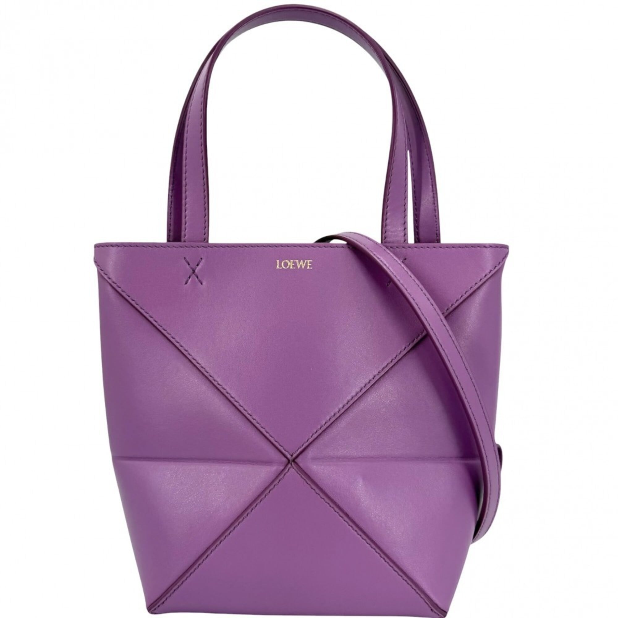 Loewe Purple Leather Handbag Shoulder Bag Tote Bag (Pre-Owned)