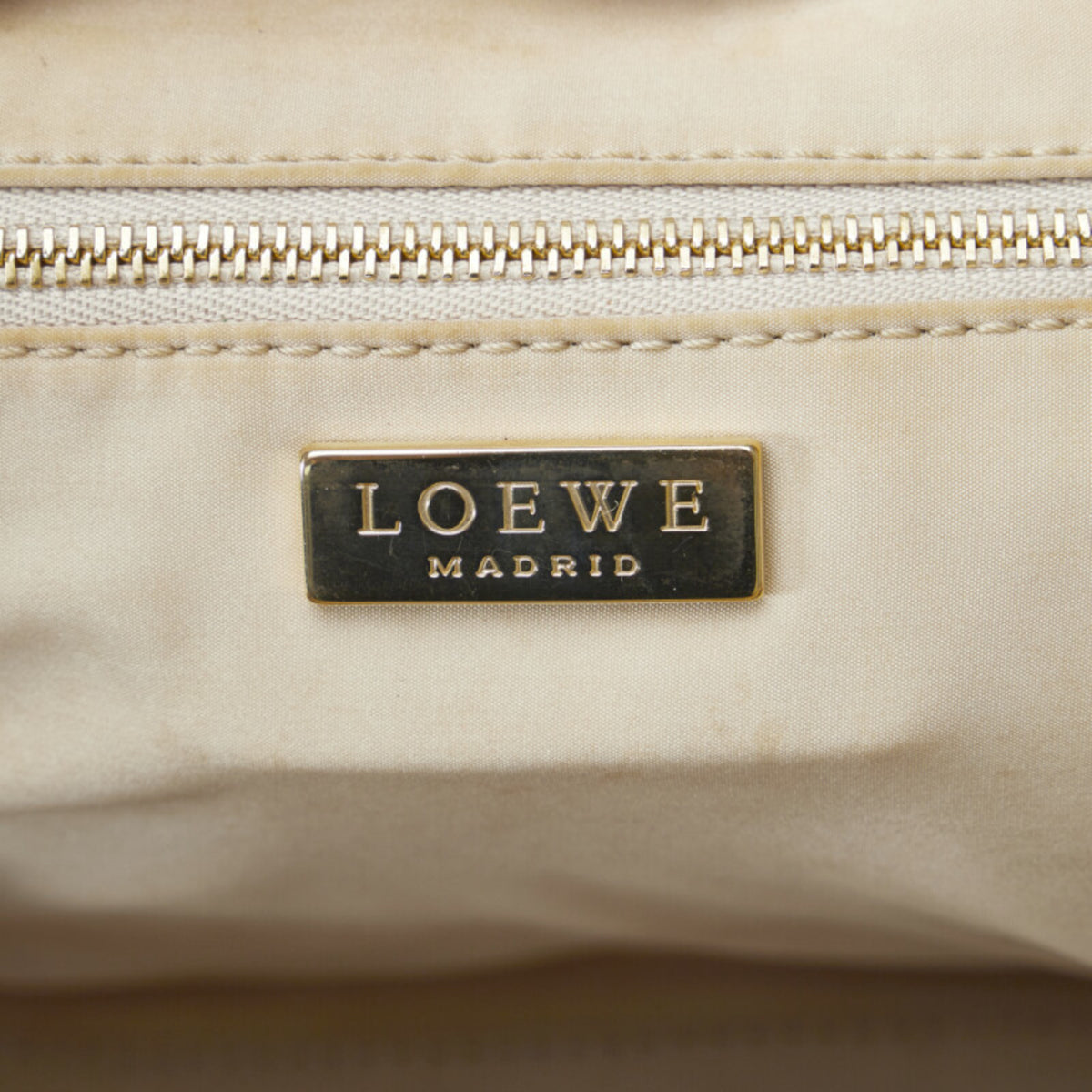 Loewe Beige Brown Nylon Leather Boston Bag Handbag (Pre-Owned)