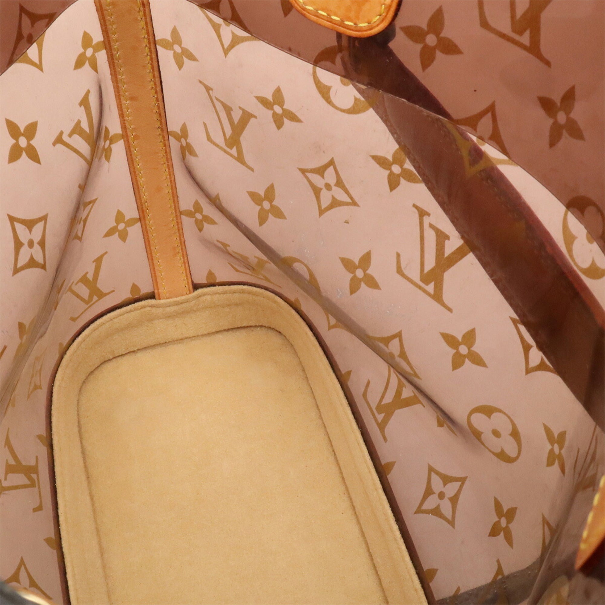 Louis Vuitton Brown Clear Vinyl Leather Shoulder Bag Tote Bag (Pre-Owned)