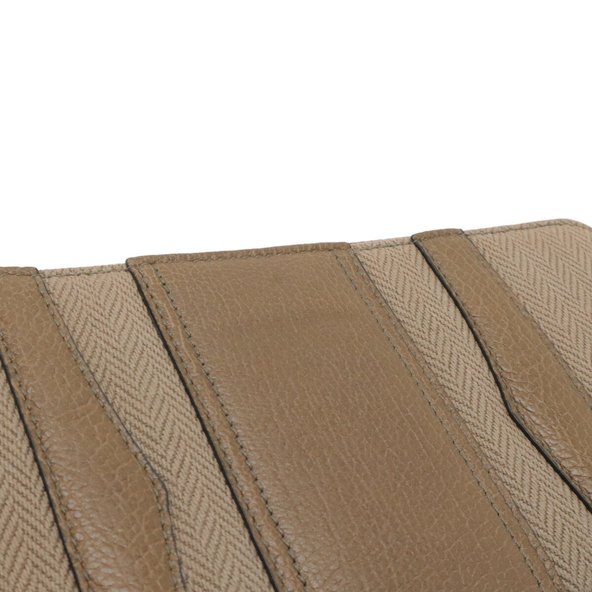 Bvlgari Dark Beige Leather Canvas Long Wallet (Bi-Fold) (Pre-Owned)