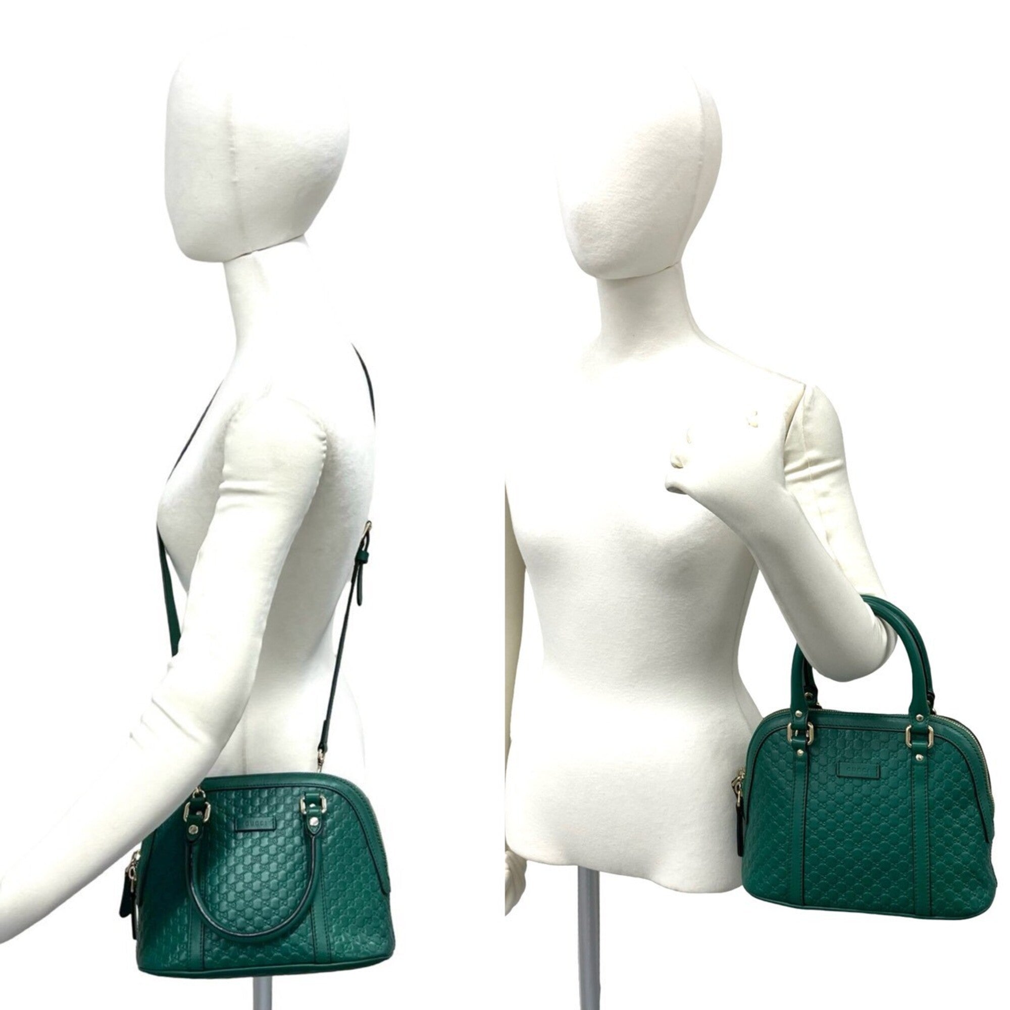 Gucci Green Leather Boston Bag Handbag Shoulder Bag (Pre-Owned)