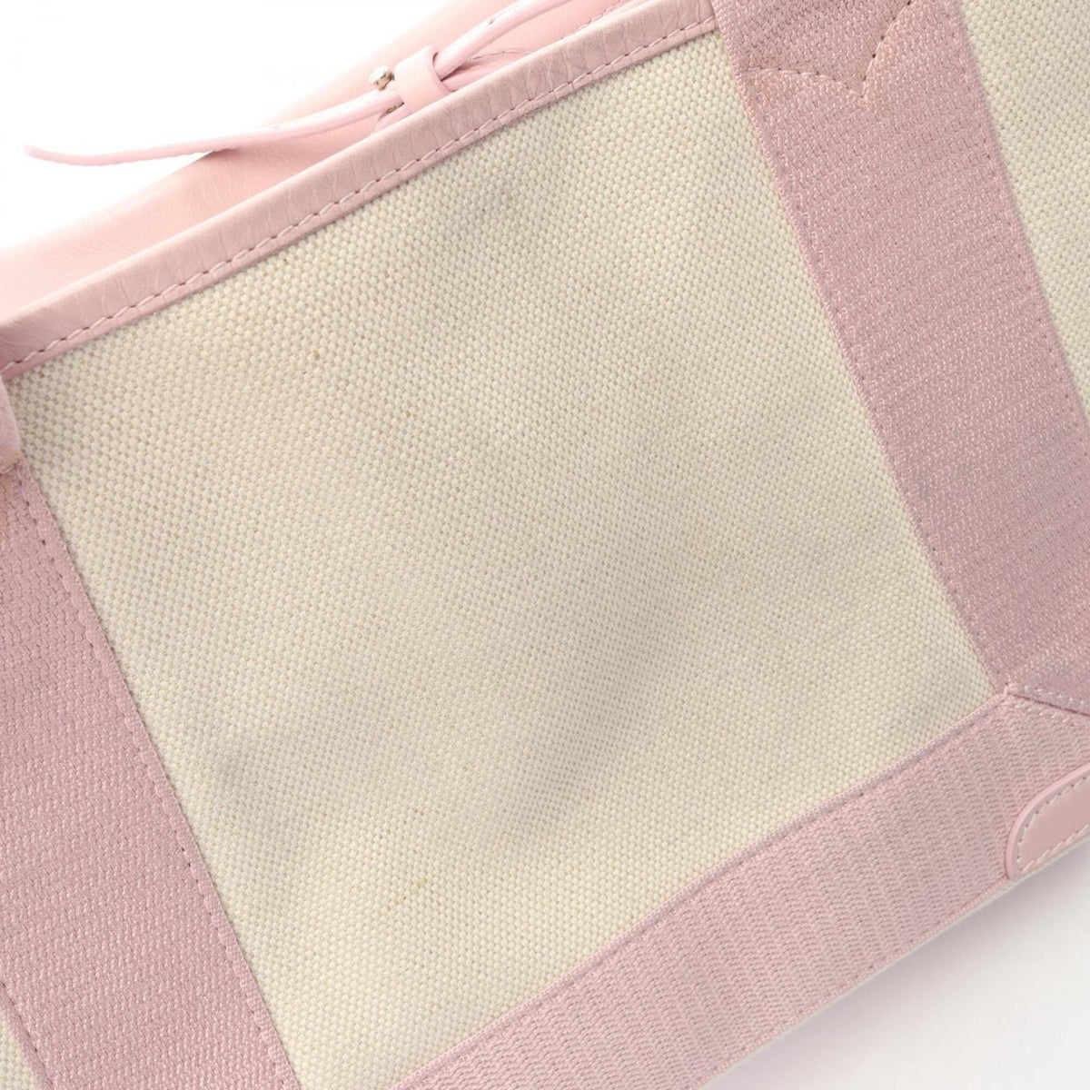Balenciaga Ivory Pink Canvas Leather Handbag Pouch (Pre-Owned)