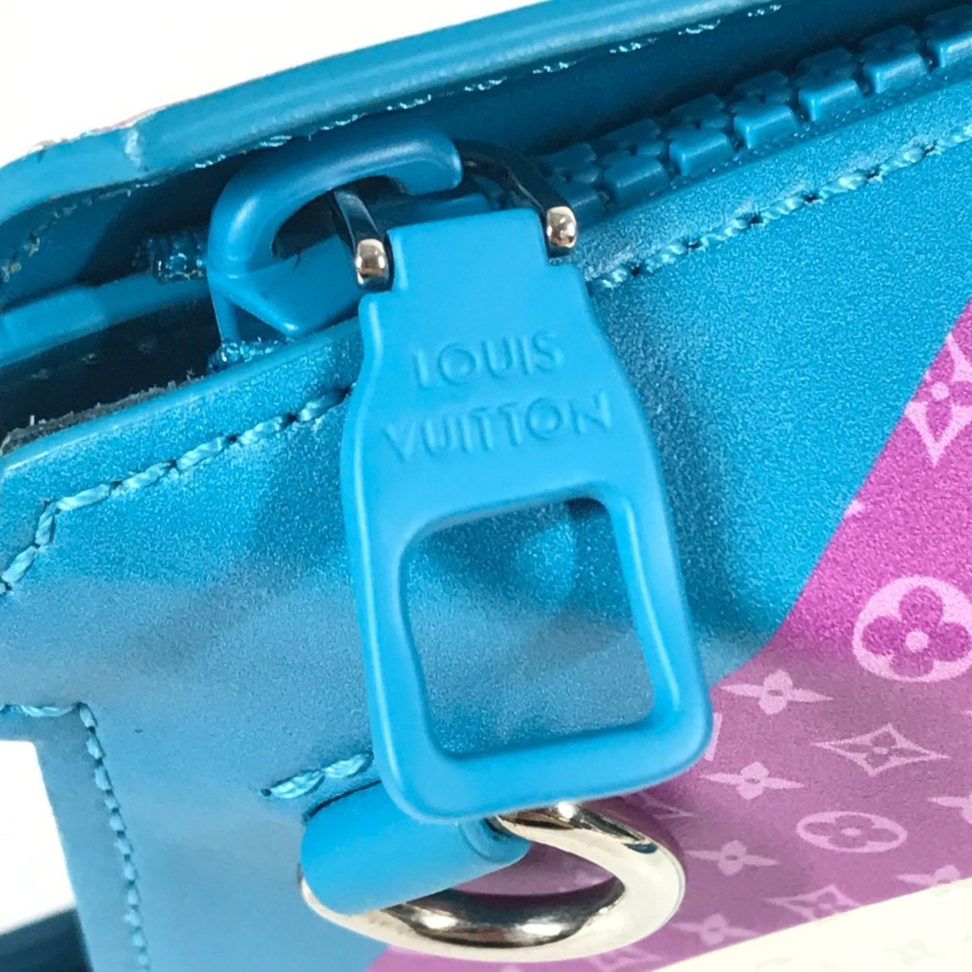 Louis Vuitton Blue Purple Leather Handbag Pochette Shoulder Bag (Pre-Owned)