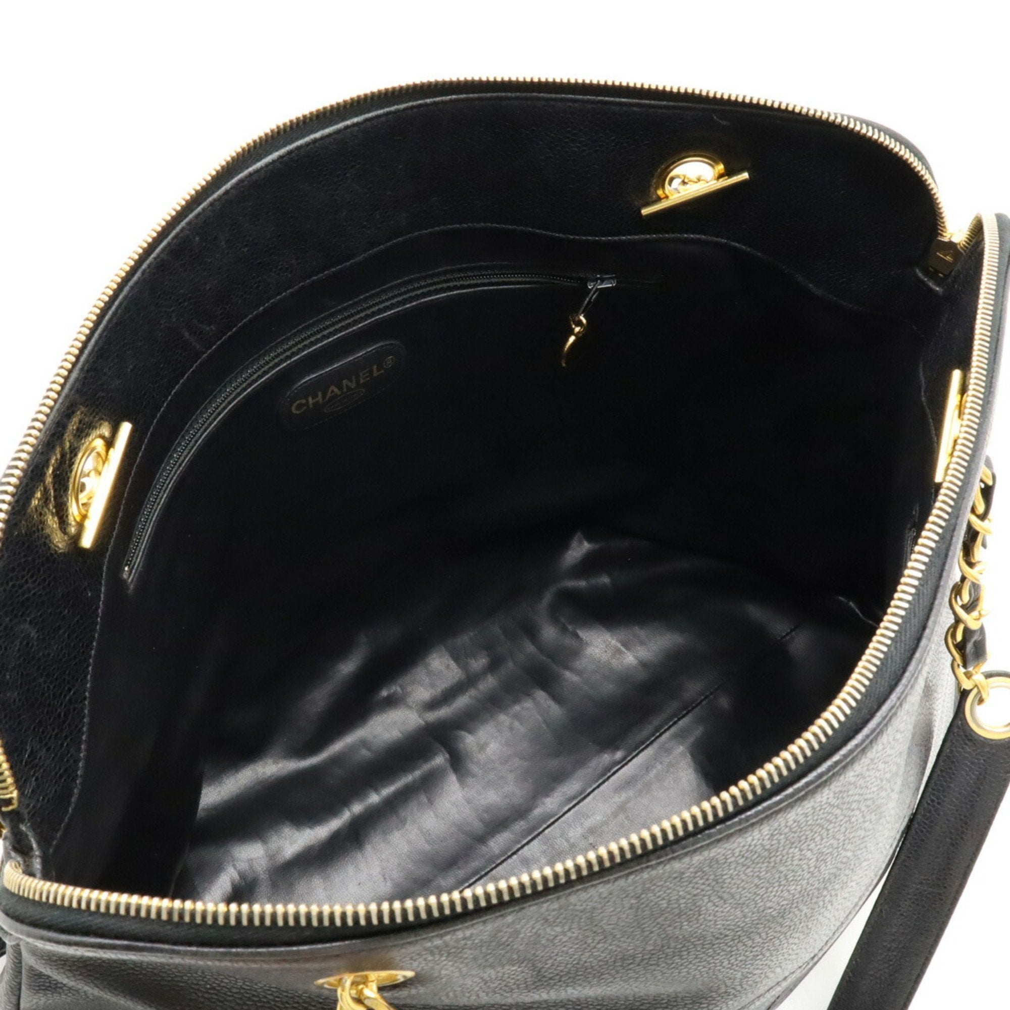 Chanel Caviar Skin Black Caviar Leather Shoulder Bag Tote Bag (Pre-Owned)