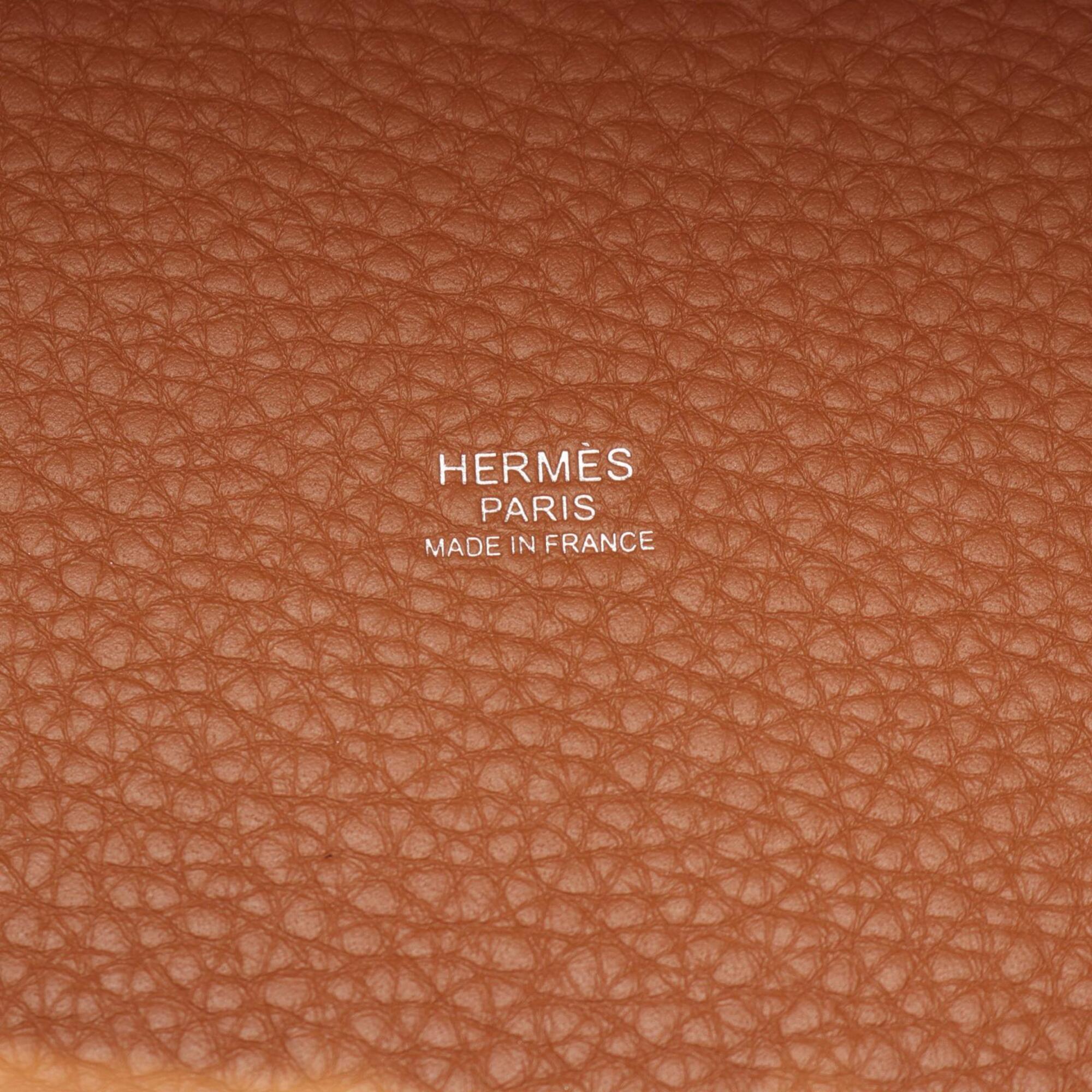 Hermes Brown Taurillon Clemence Leather Handbag (Pre-Owned)
